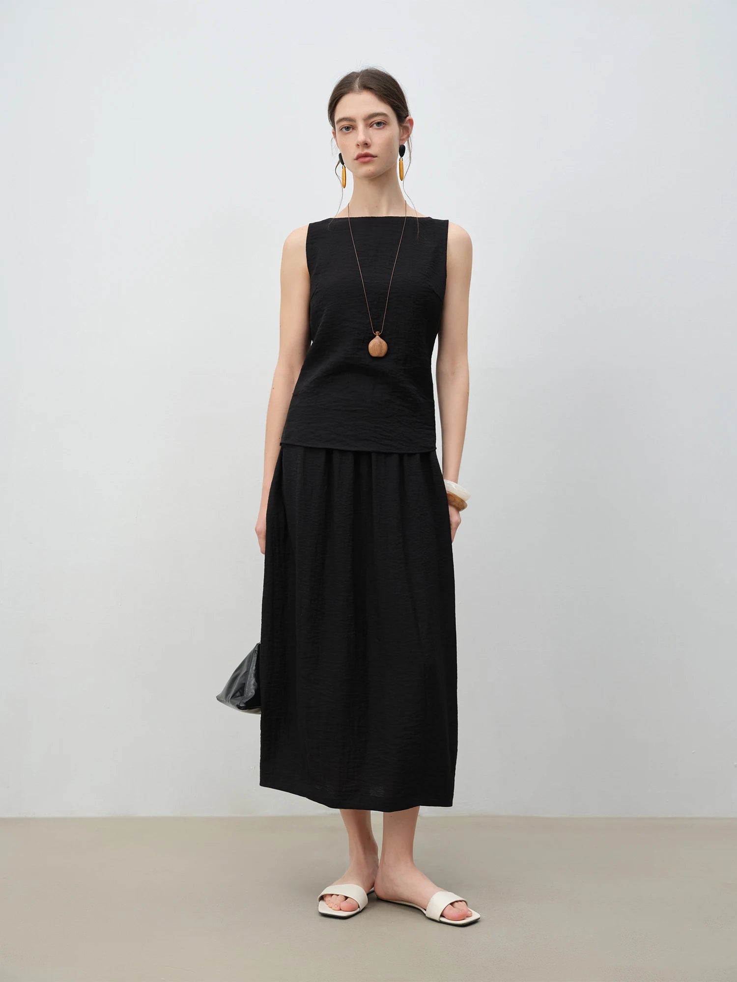 O-Neck Sleeveless A-Line Mid-Calf Casual Summer Set