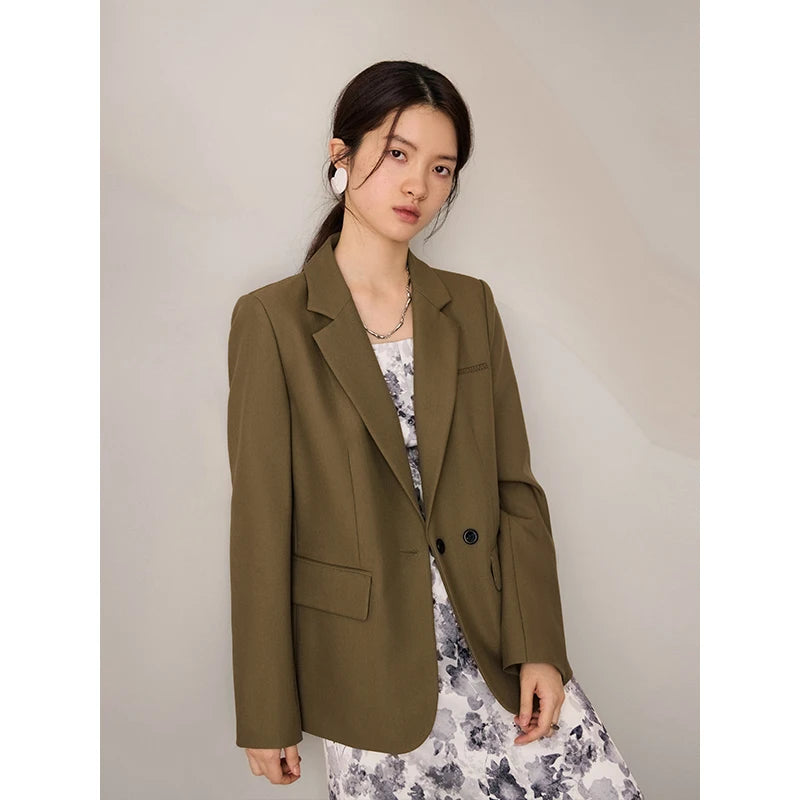 Elegant V-Neck Button Slim Jacket