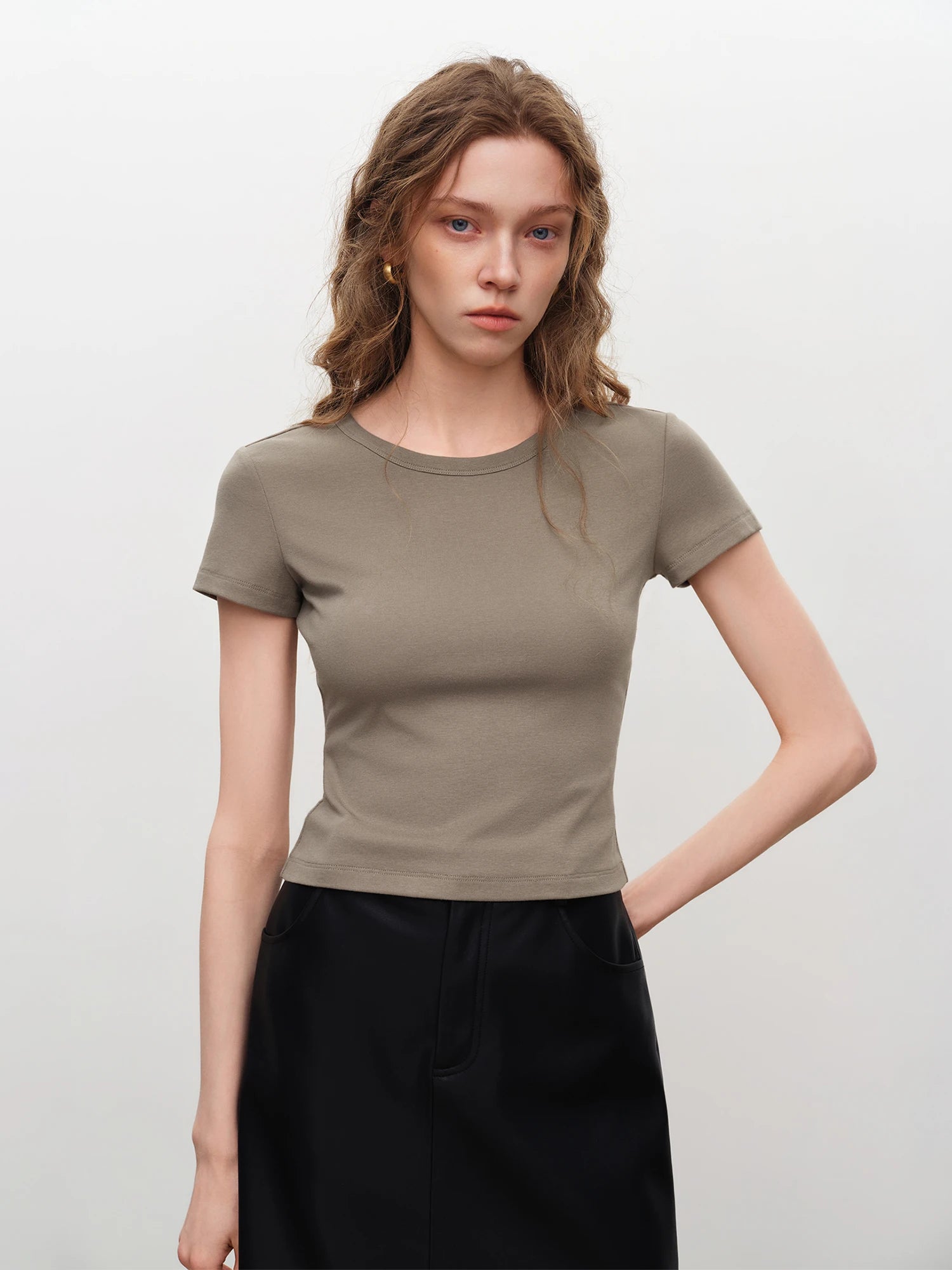 Classic Solid Color Short Sleeve Knit Top