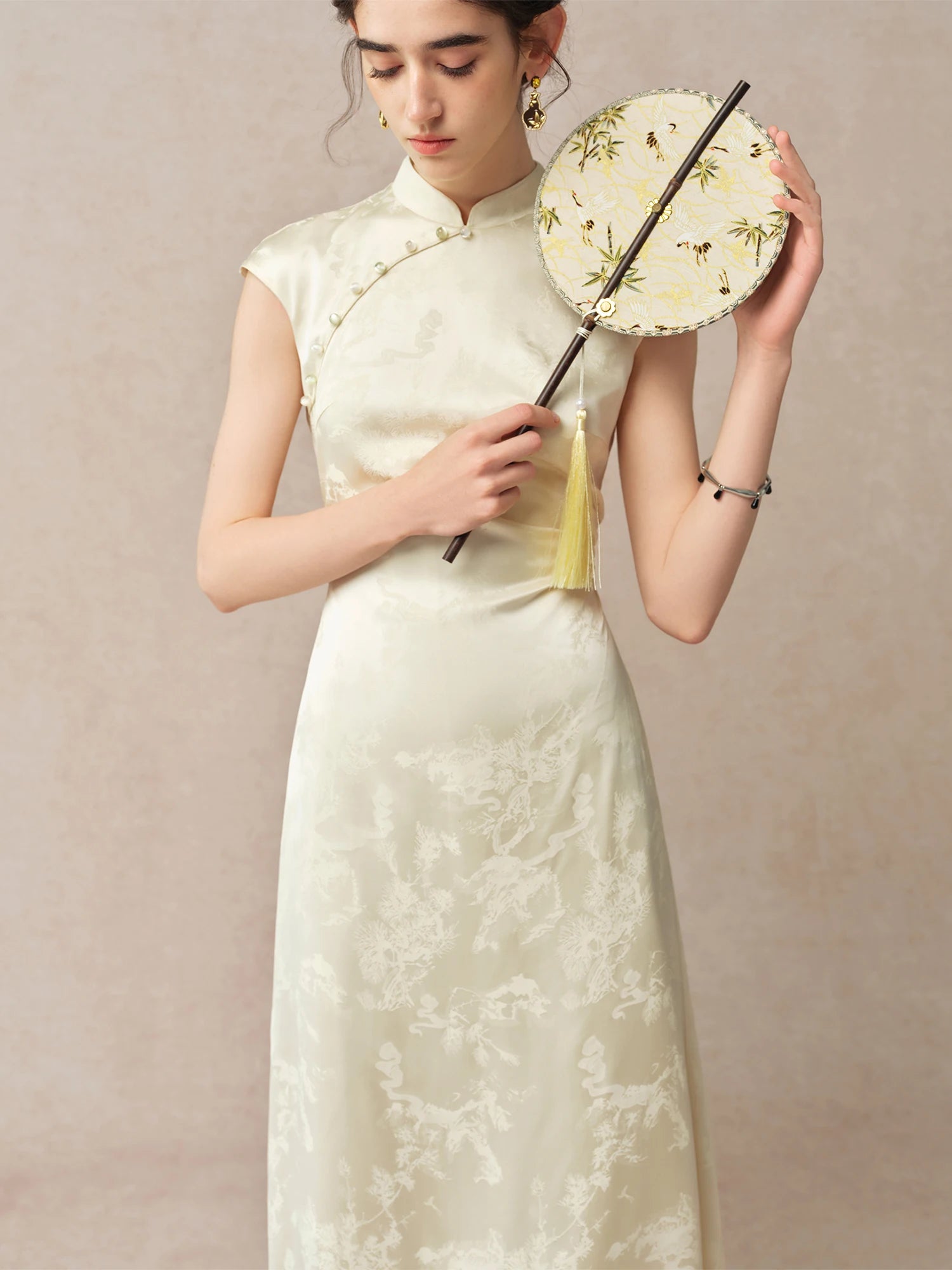 Stand Collar A-Line Mid-Calf Fashionable Summer Dress