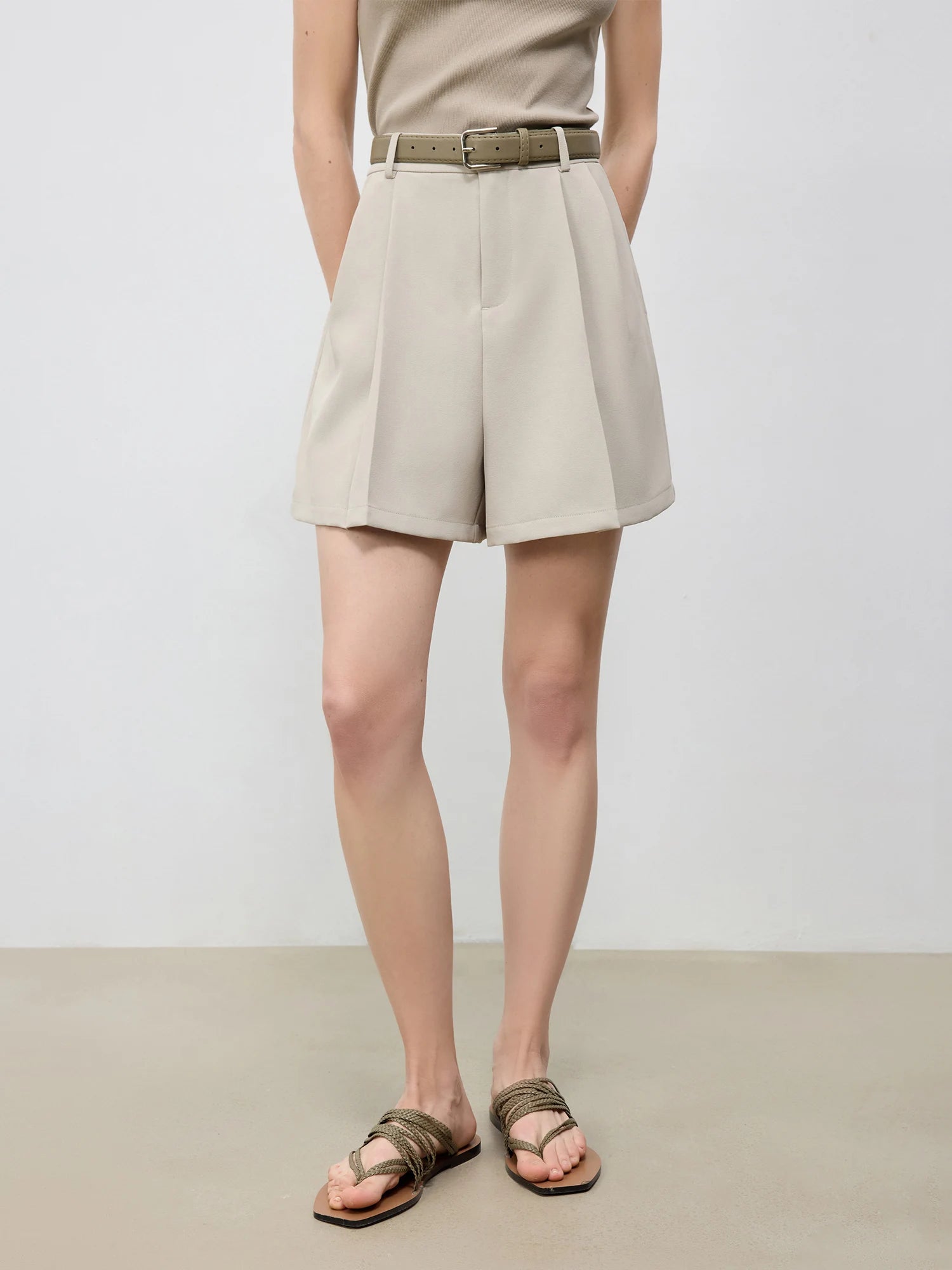 High-Waist Tailored Office Shorts