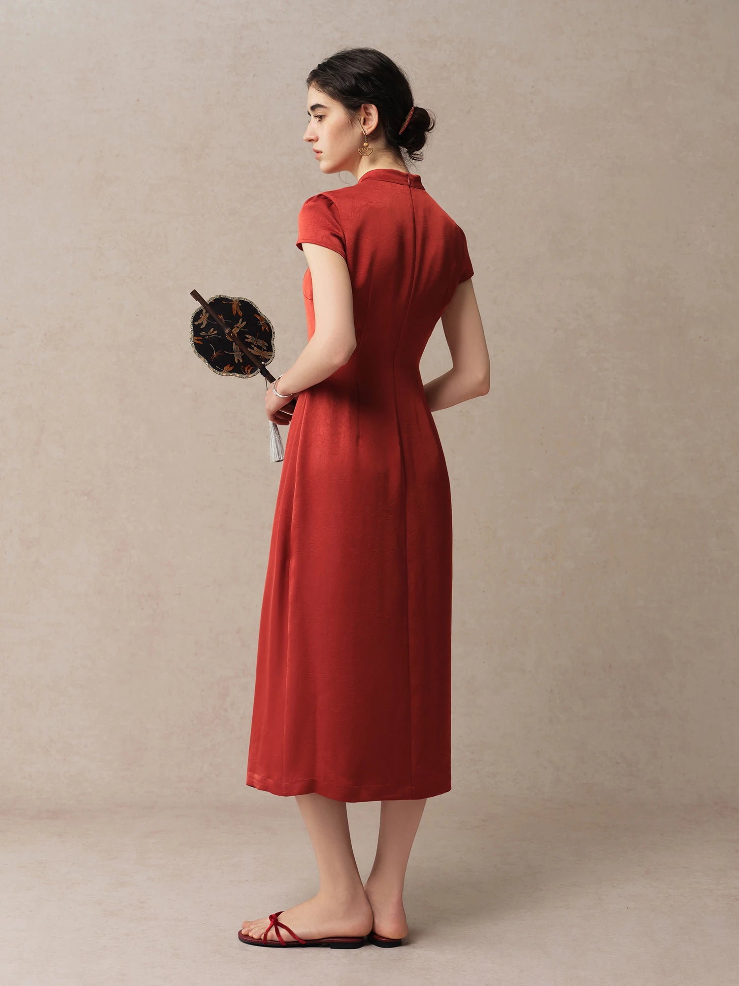 Stand Collar A-Line Mid-Calf Fashionable Summer Dress