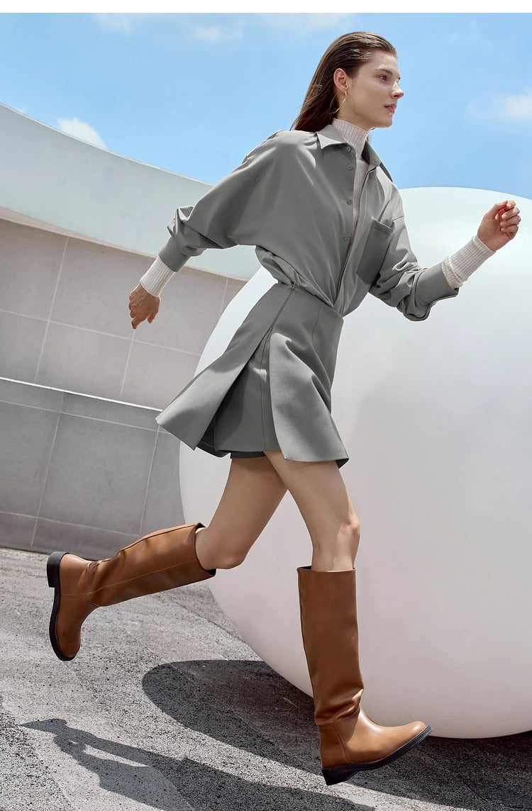 High-Waist Skirt-Style Shorts with Layered Design
