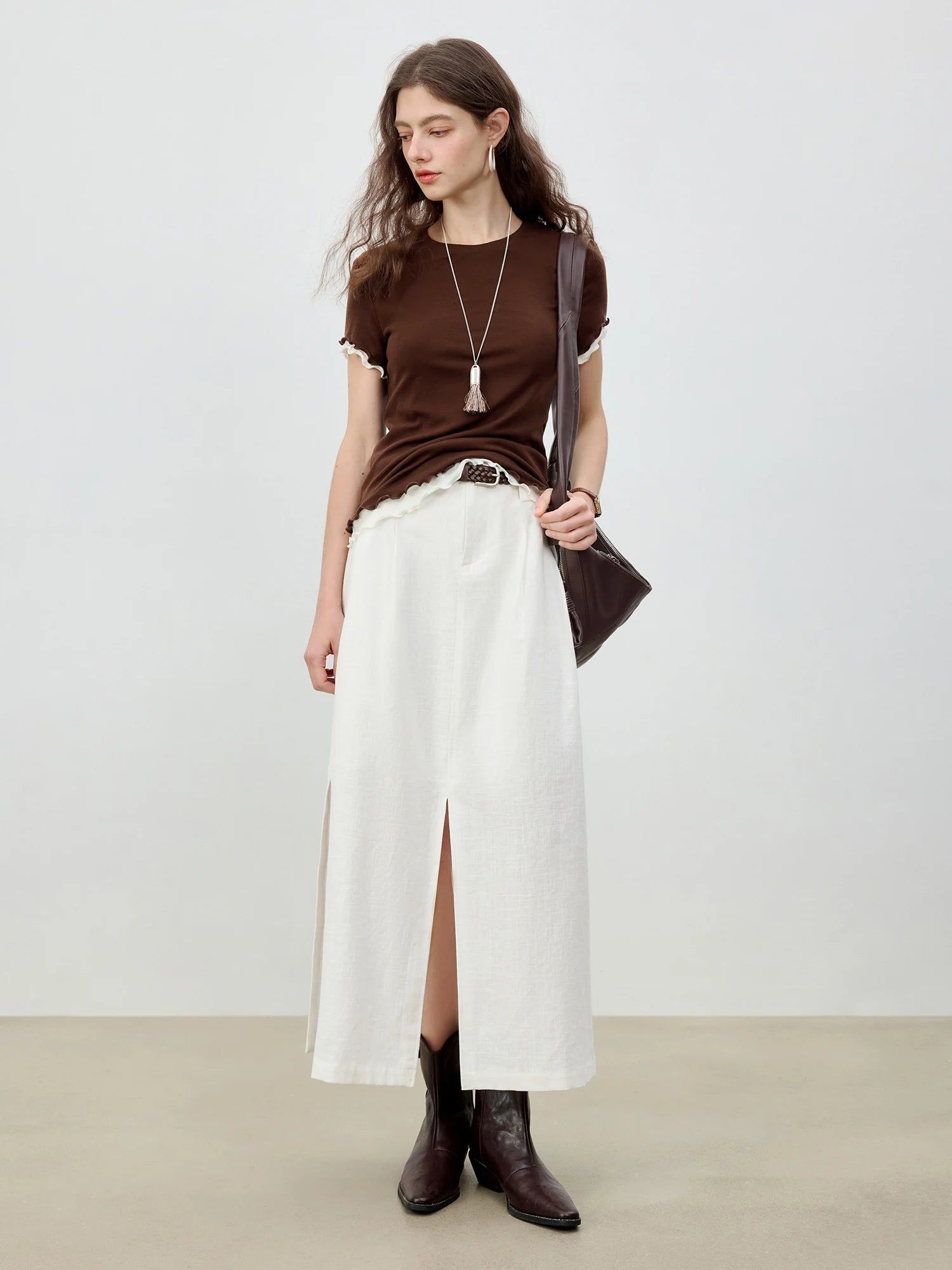 Ramie Cotton A-Line Midi Dress