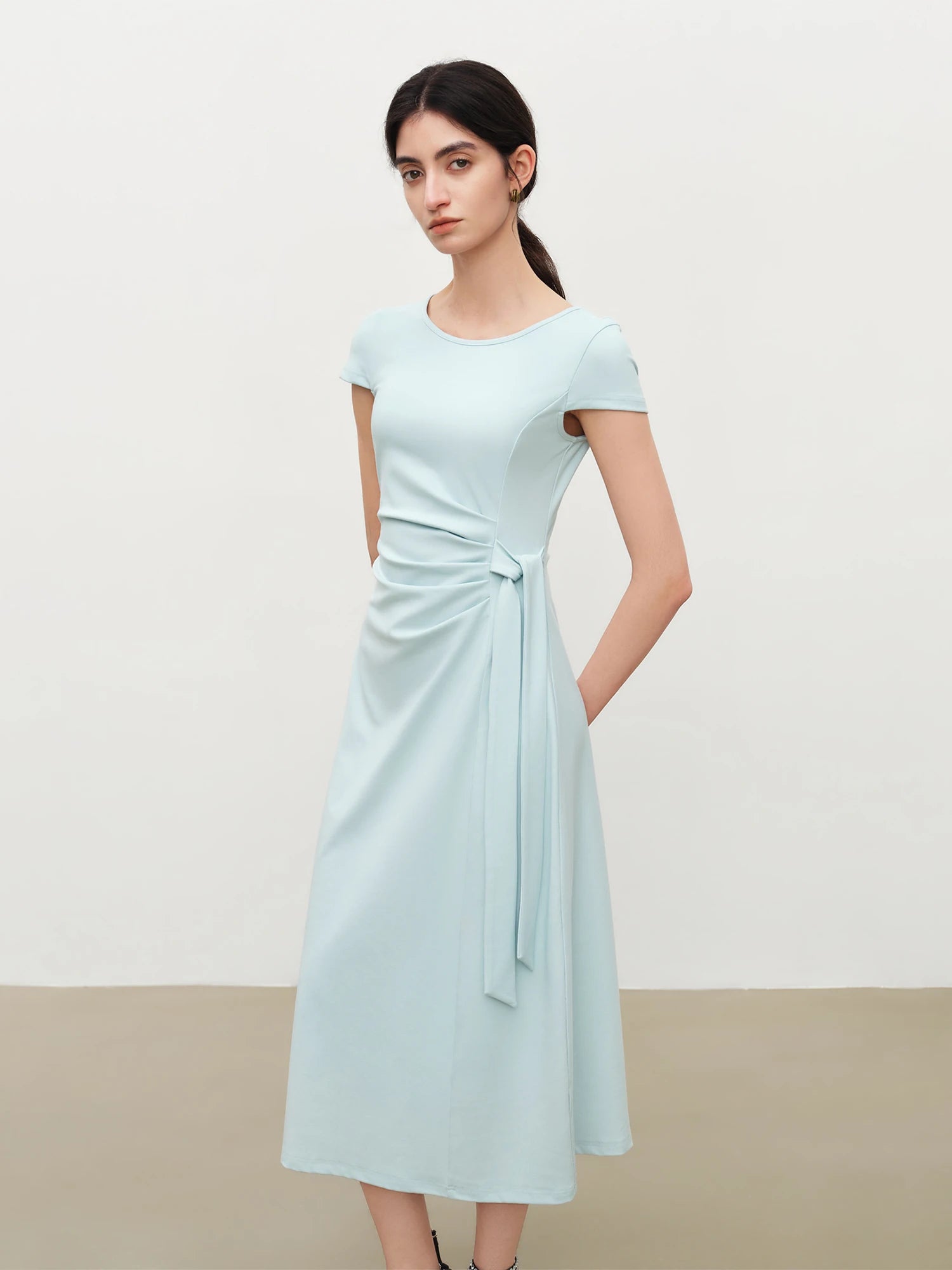 Polka Dot Straight Midi Dress