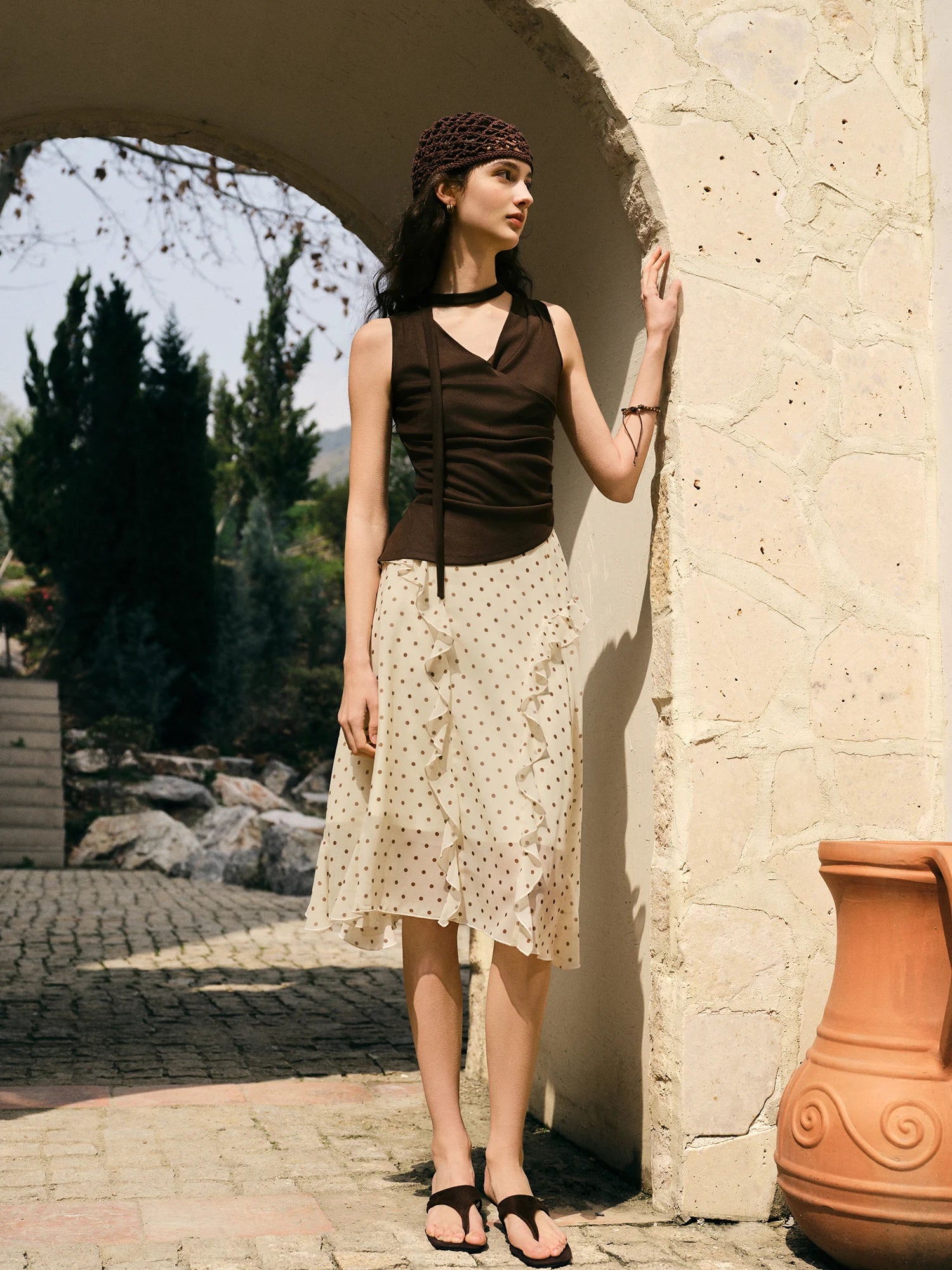 Polka Dot A-Line Knee-Length Dress