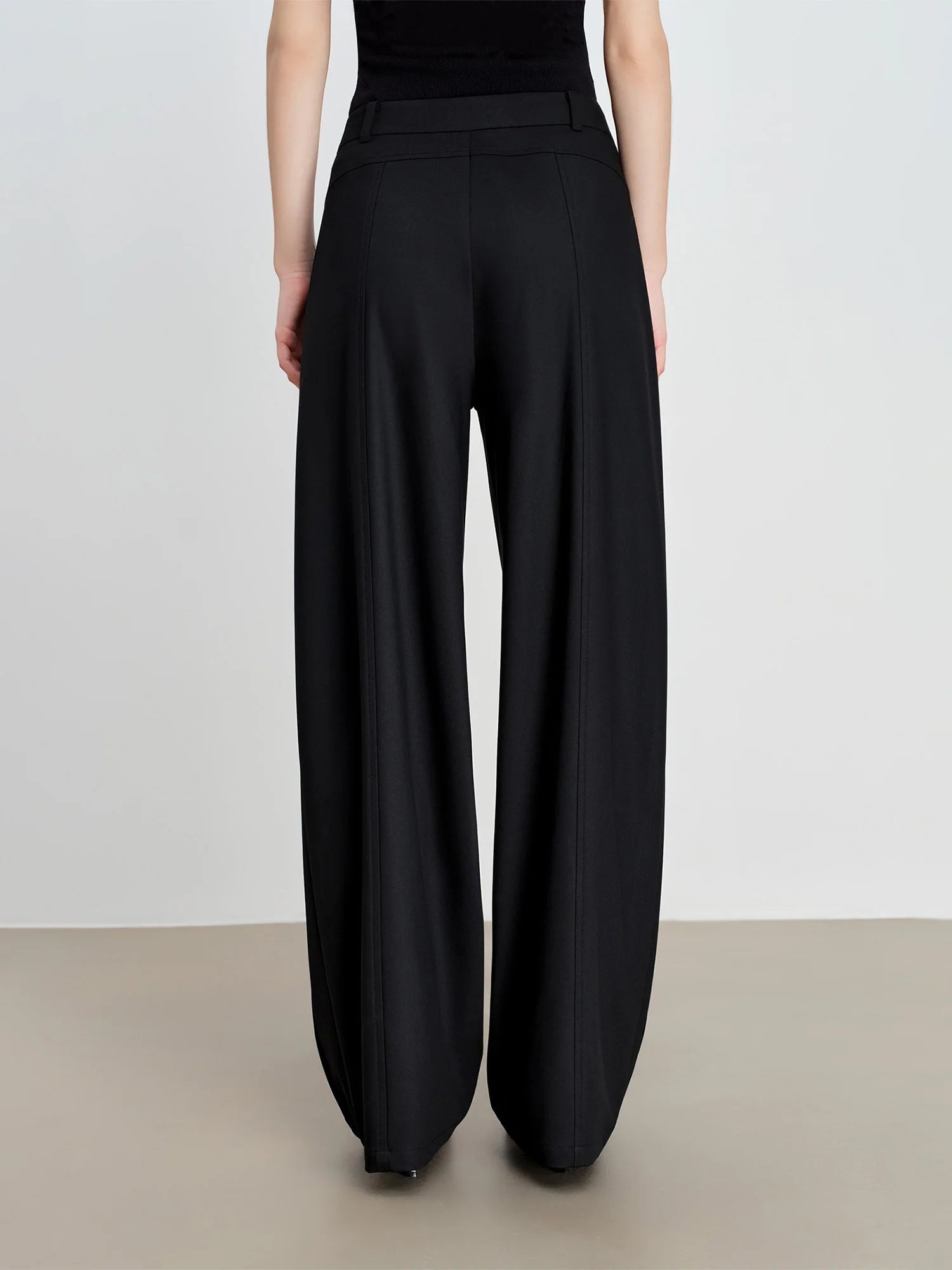 High-Waist Straight Floor-Length Casual Wide-Leg Pants