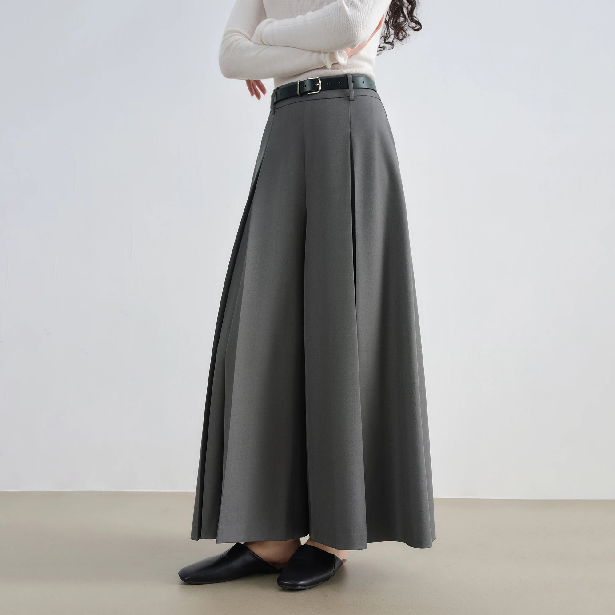 Elegant High-Waist Wide-Leg Skirt Pants