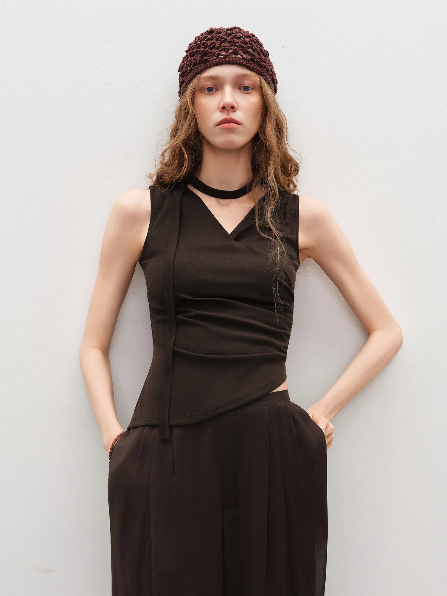 High-Waist Elastic Straight Full-Length Casual Pants Set