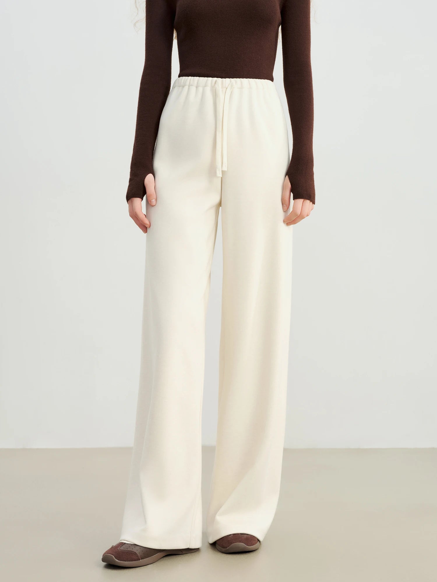 High-Waist Straight Floor-Length Casual Pants