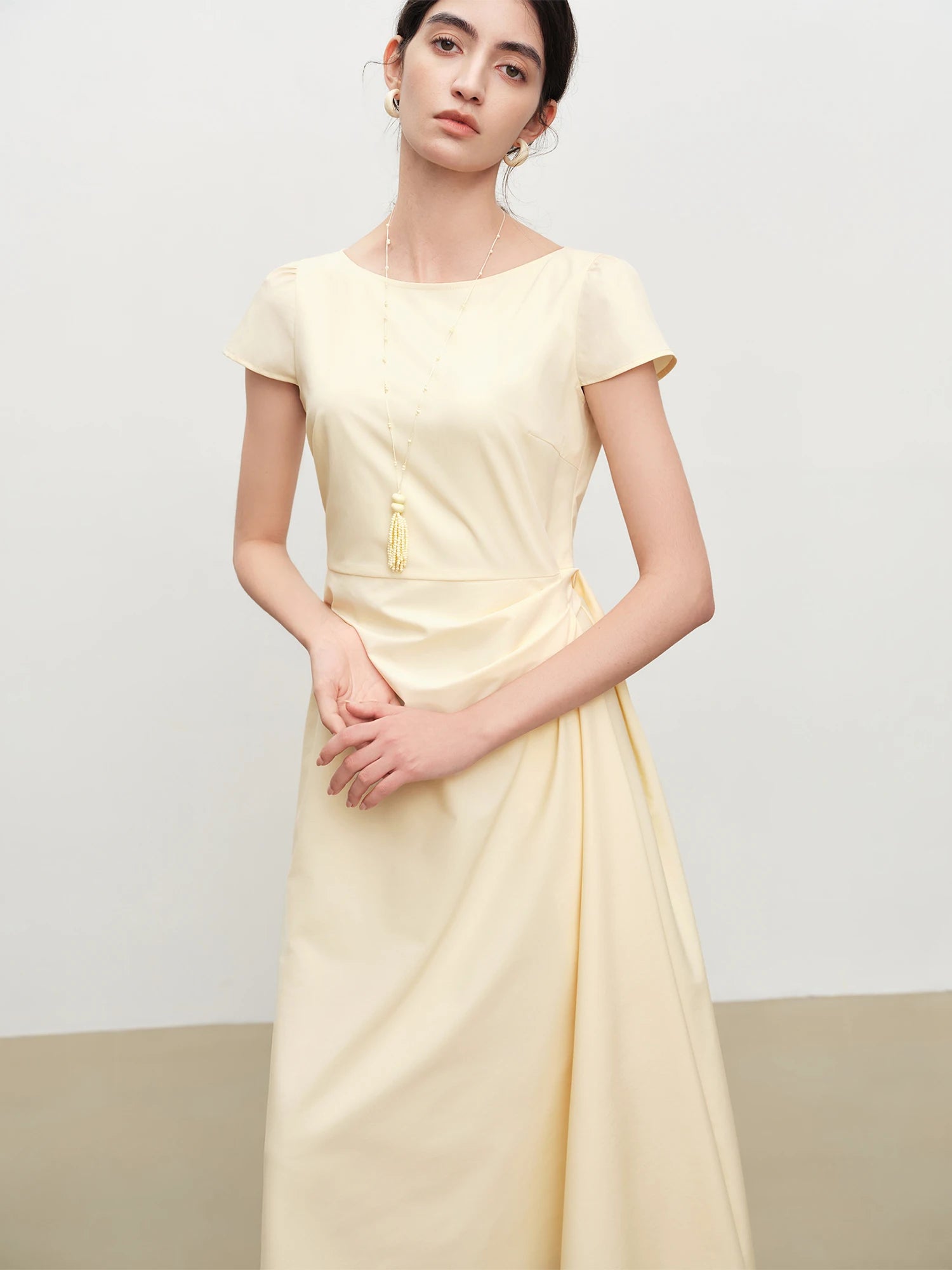 Sleeveless Empire Waist A-Line Mid-Calf Jersey Dress