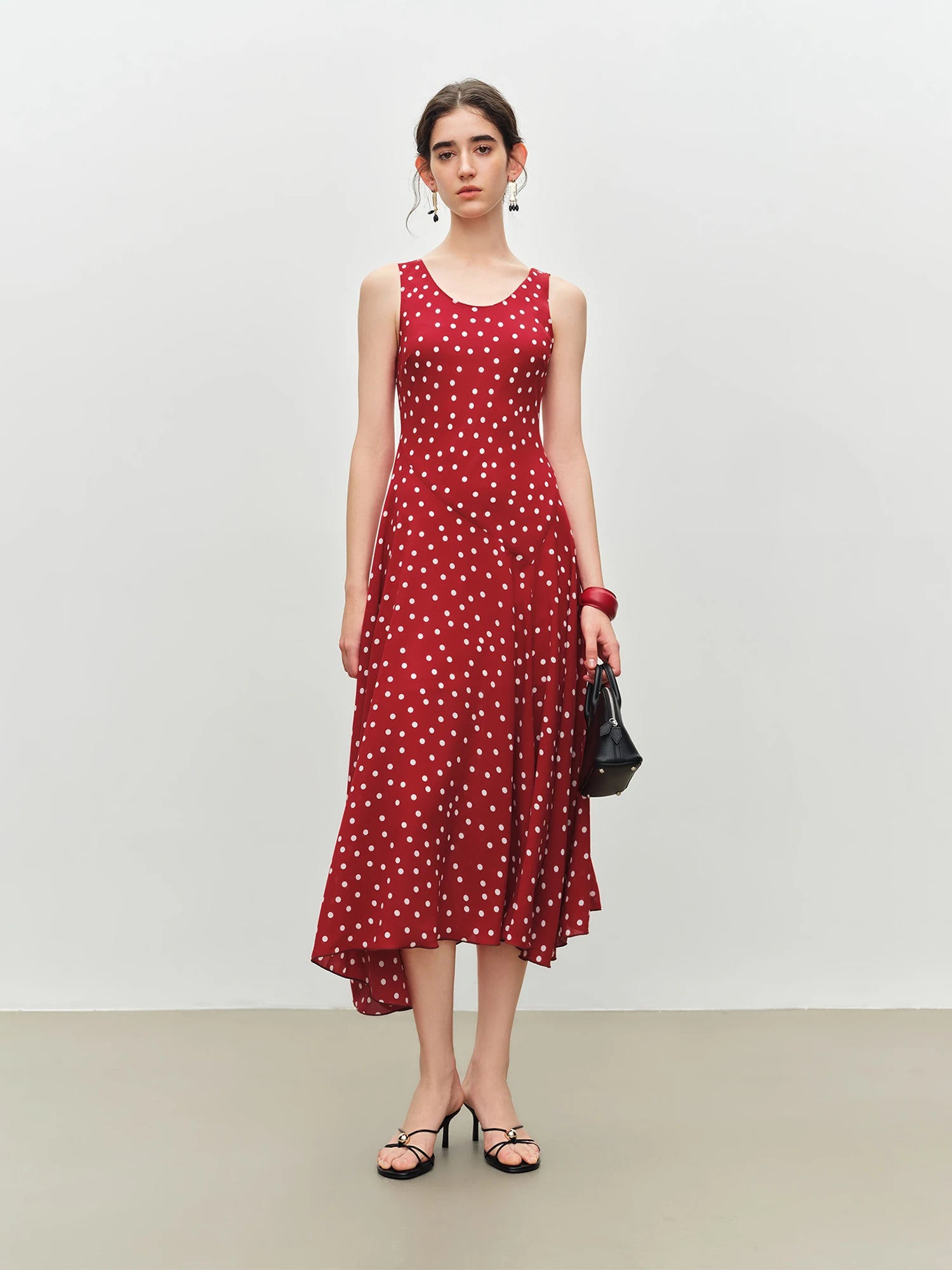 Polka Dot A-Line Midi Dress