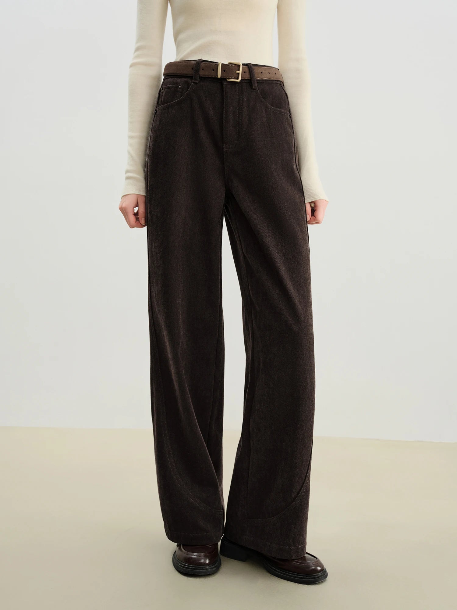 High-Waist Loose Fit Wide Leg Cotton Blend Jeans