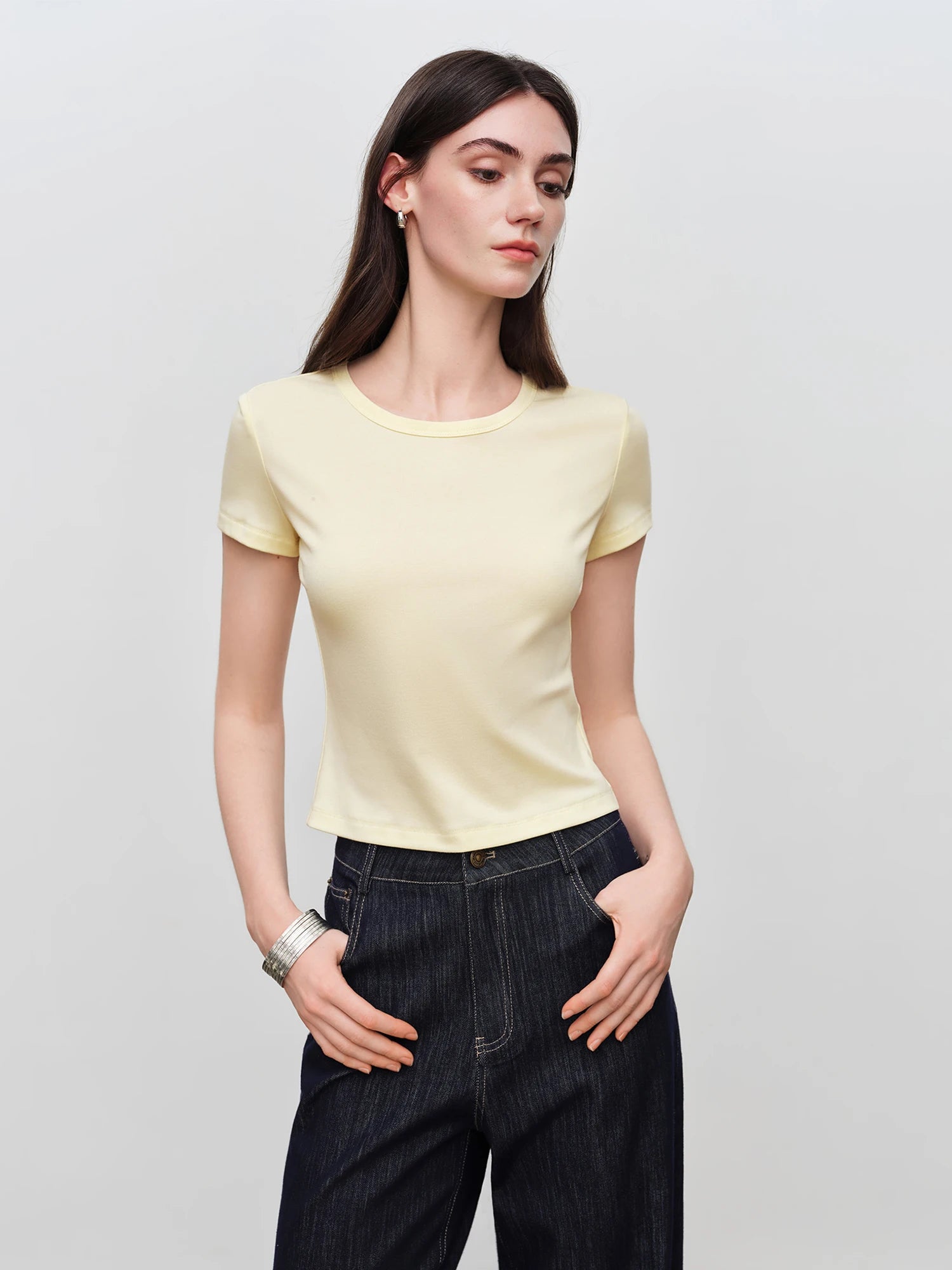 Classic Solid Color Short Sleeve Knit Top