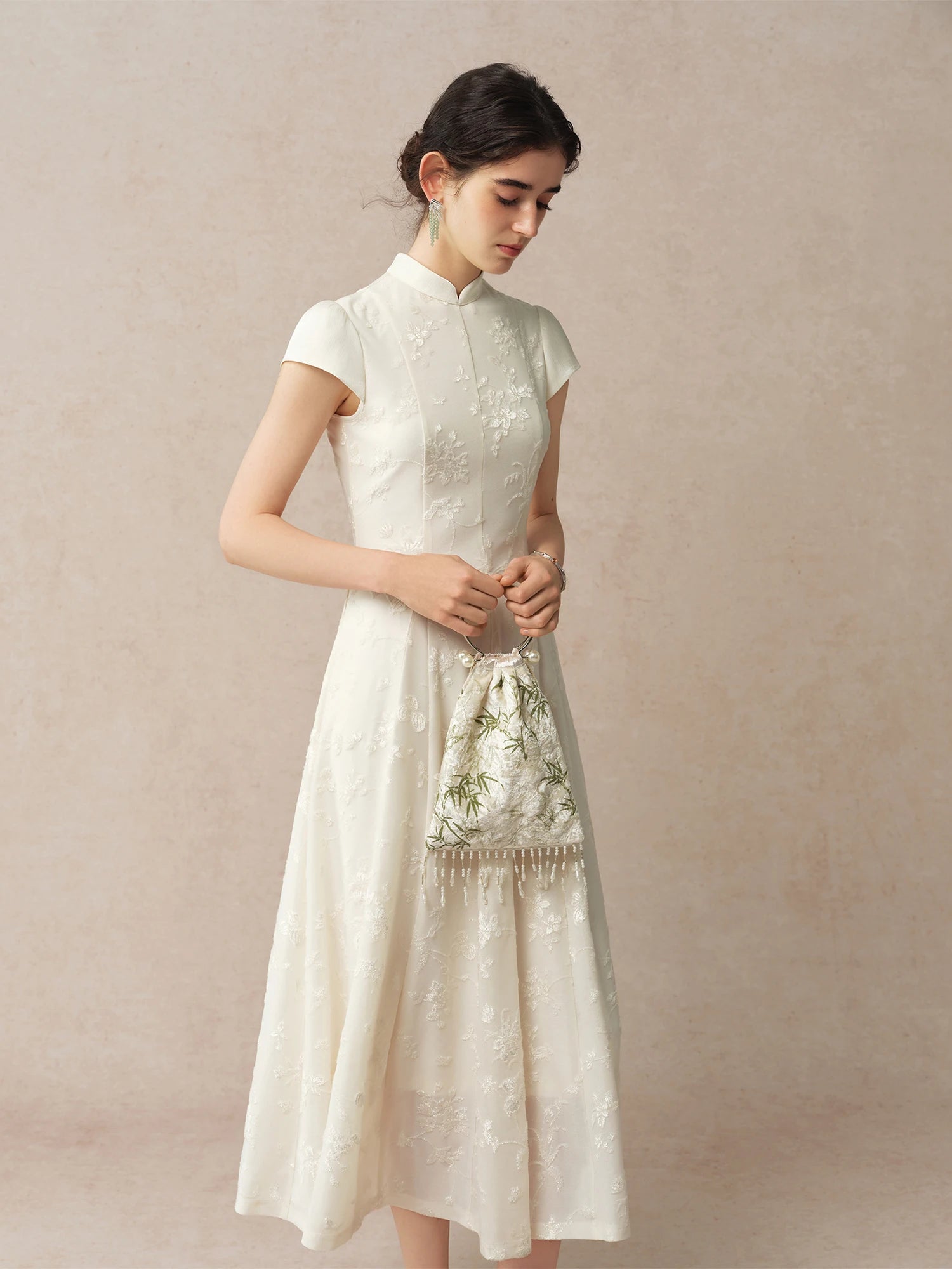 Off-Shoulder Turtleneck A-Line Ankle-Length Classic Dress