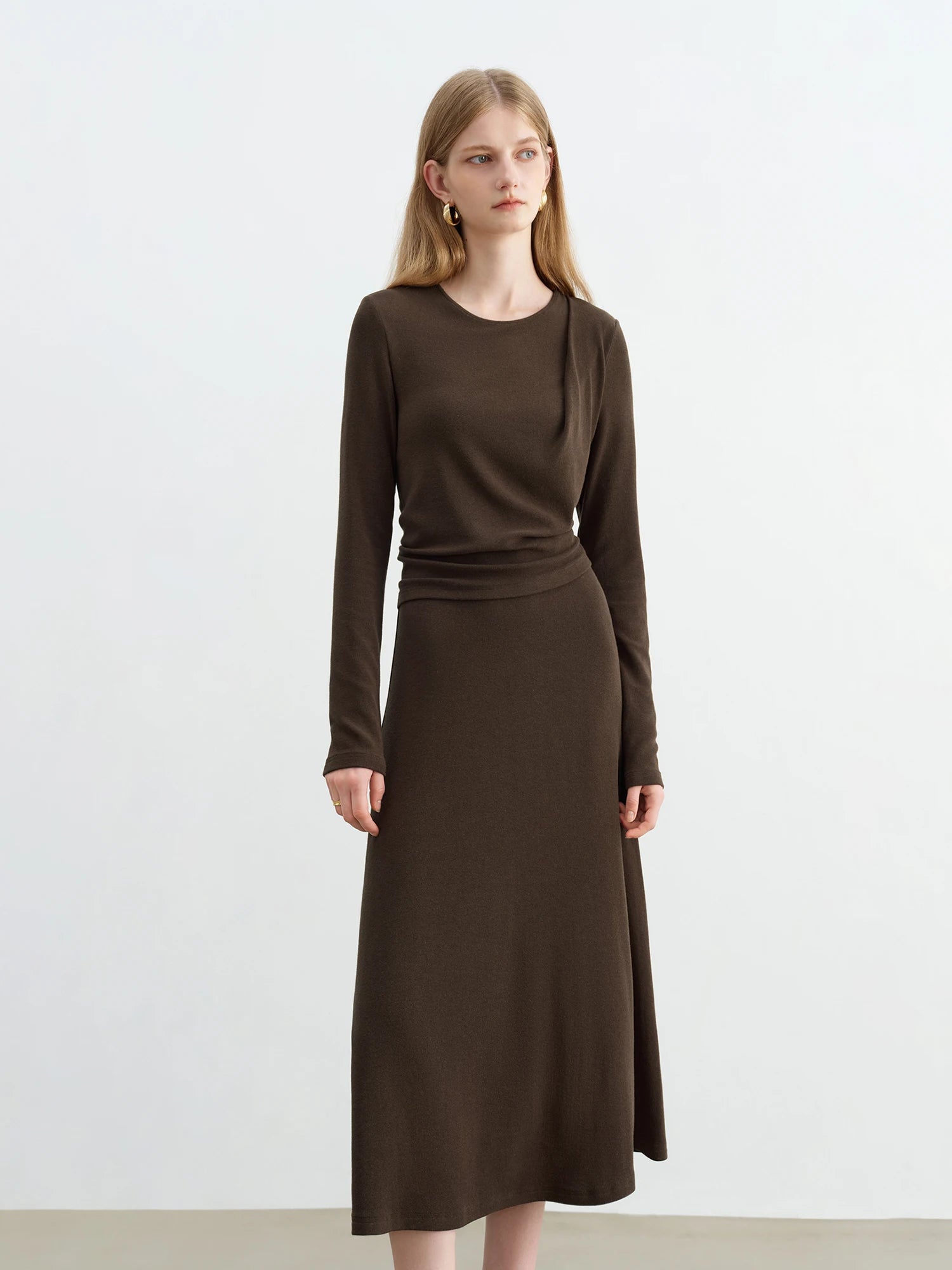 Long Sleeve A-Line Casual Maxi Dress
