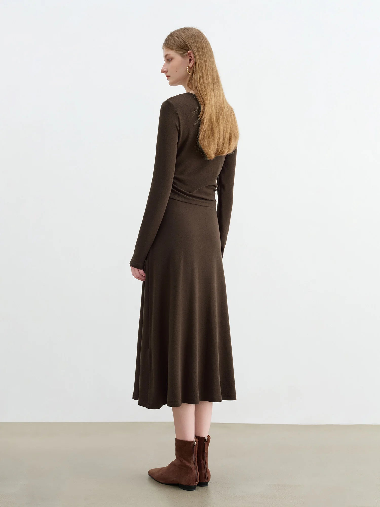 Long Sleeve A-Line Casual Maxi Dress