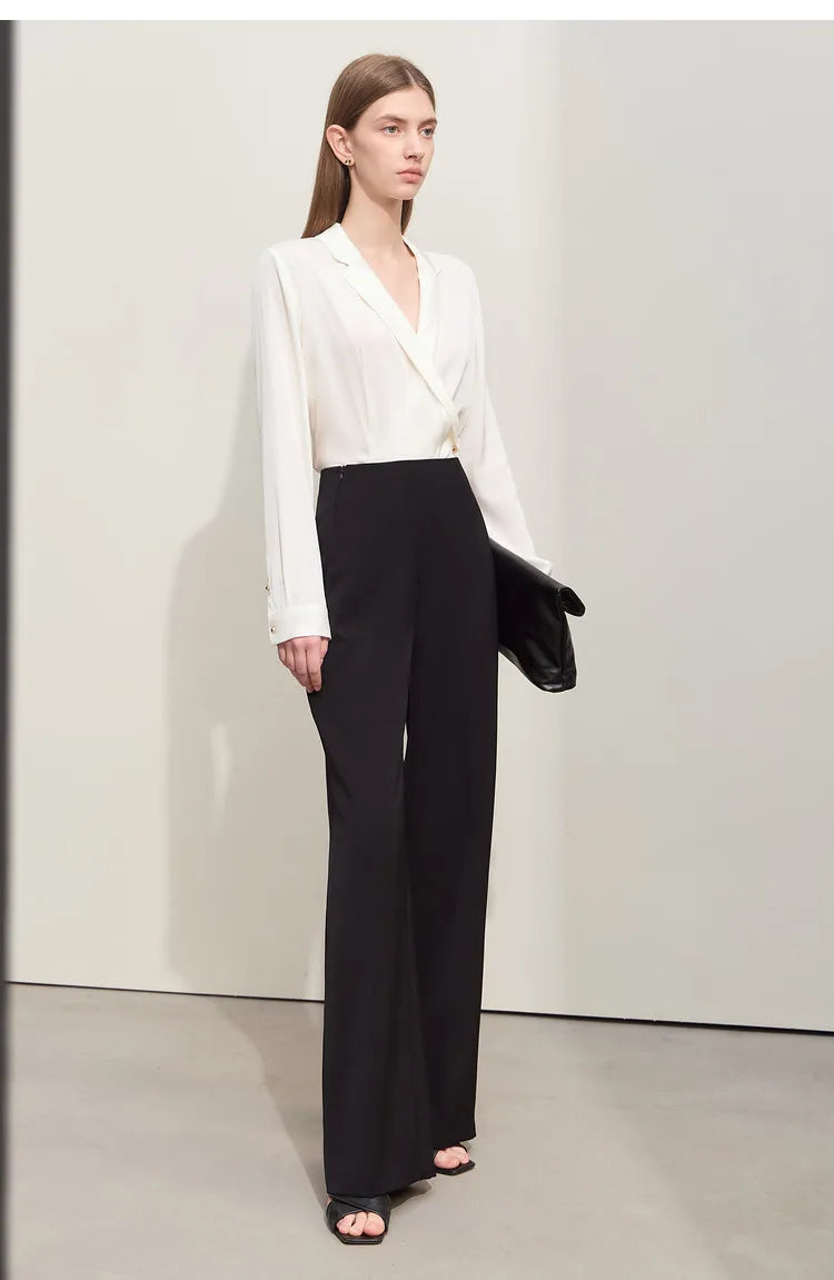 Loose Fit Wide Leg Twill Pants with Utility Details