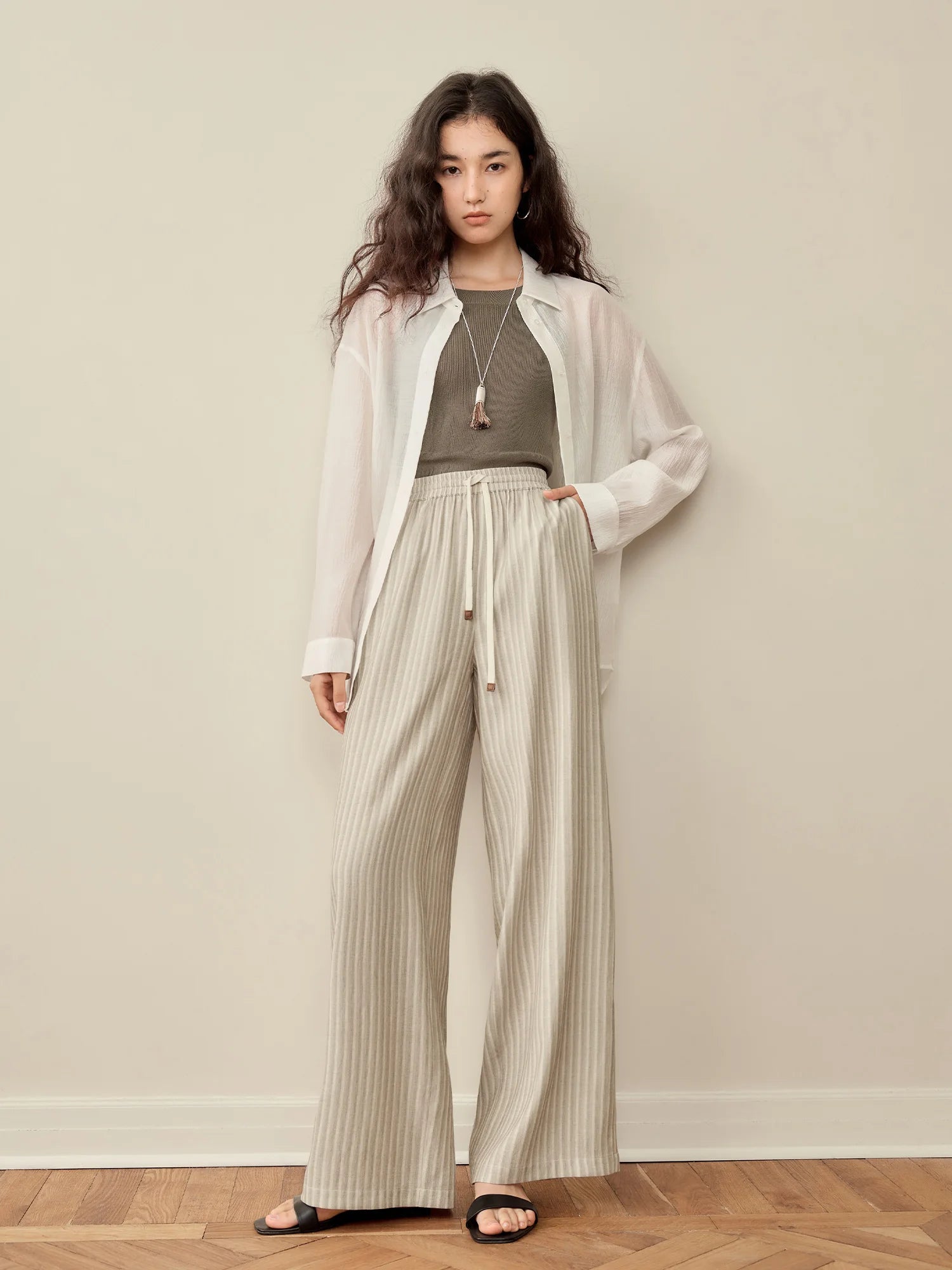 High-Waist Straight Leg Office Casual Pants