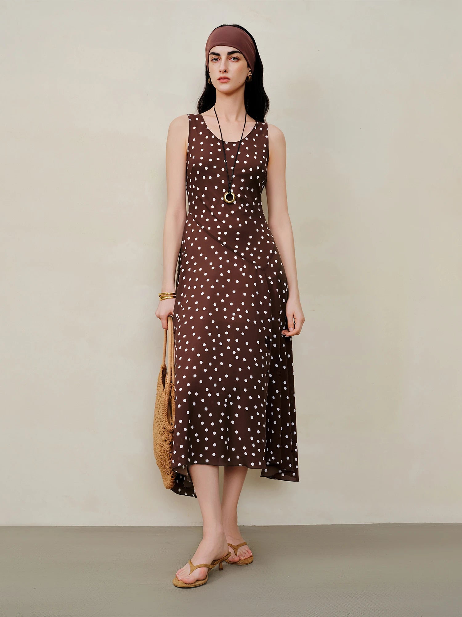 Polka Dot A-Line Midi Dress