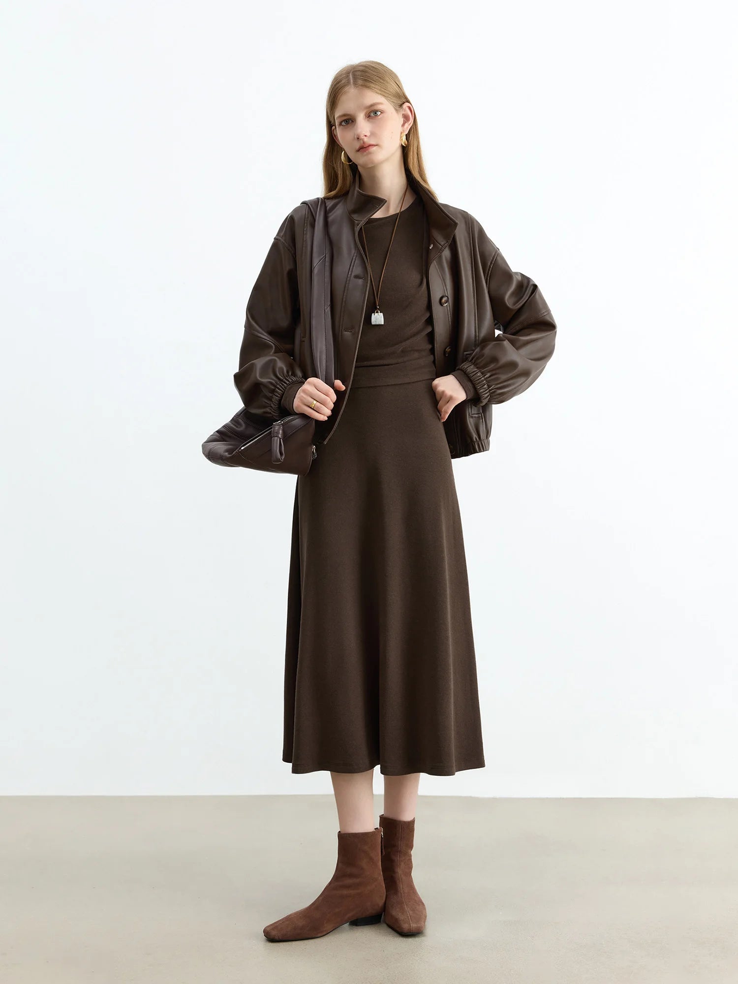 Long Sleeve A-Line Casual Maxi Dress