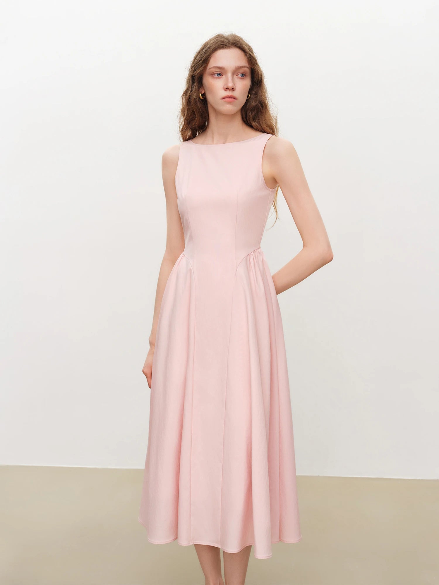 Classic A-Line Ankle-Length Sleeveless Dress