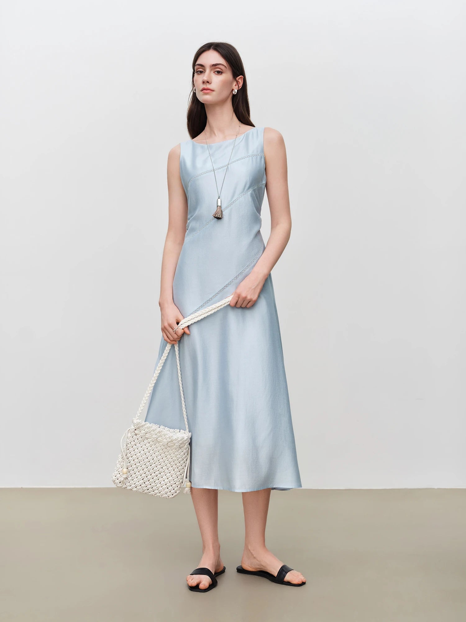 O-Neck Sleeveless A-Line Mid-Calf Classic Pullover Dress
