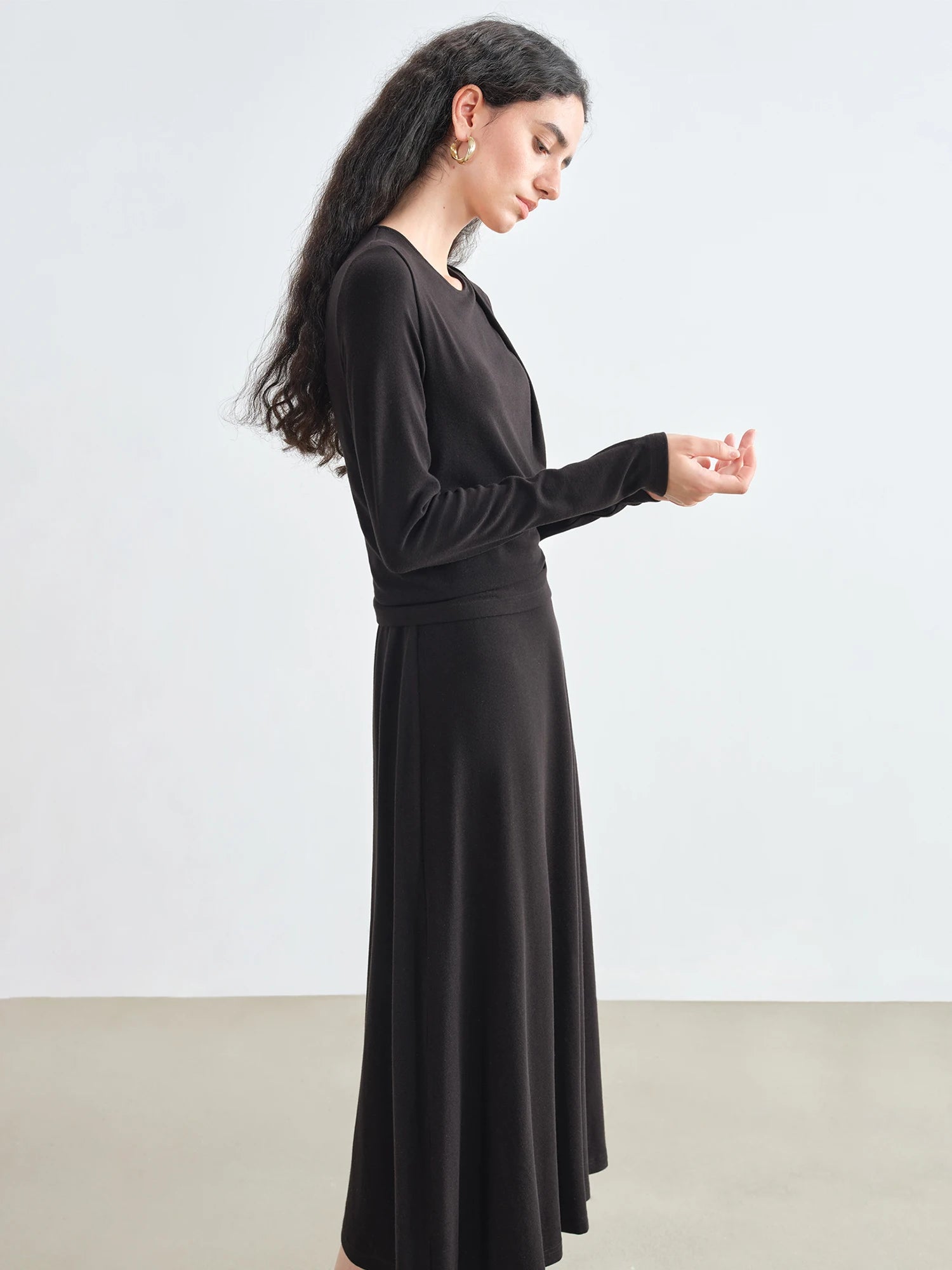 Long Sleeve A-Line Casual Maxi Dress