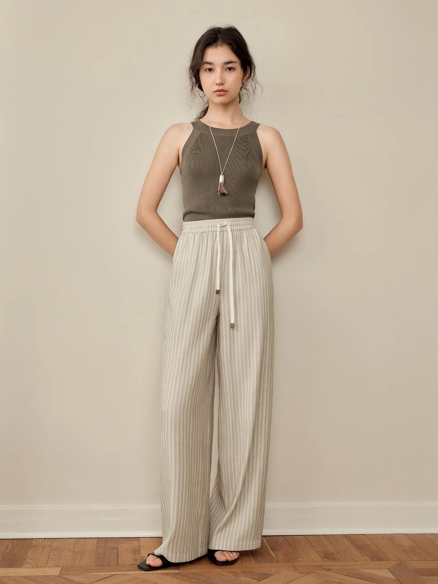 High-Waist Straight Leg Office Casual Pants