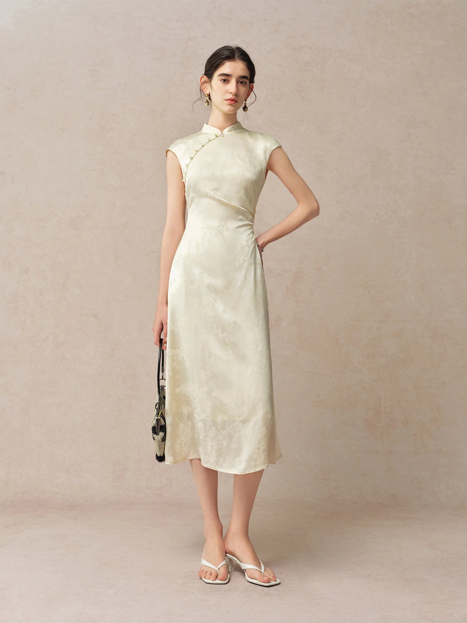 Stand Collar A-Line Mid-Calf Fashionable Summer Dress