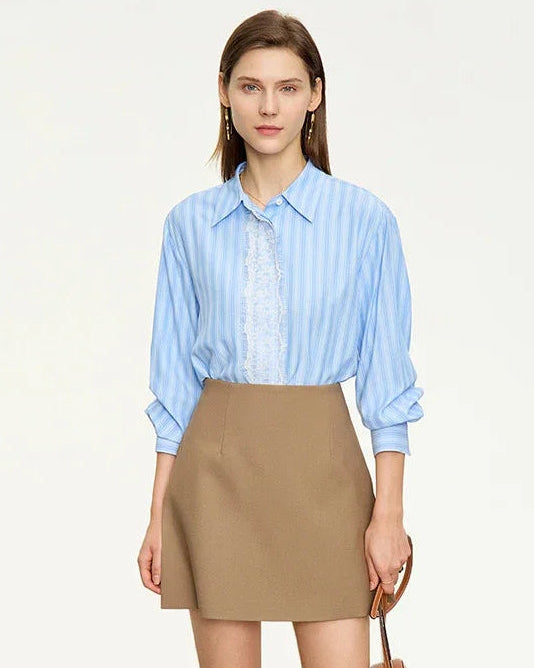 High-Waist Skirt-Style Shorts with Layered Design