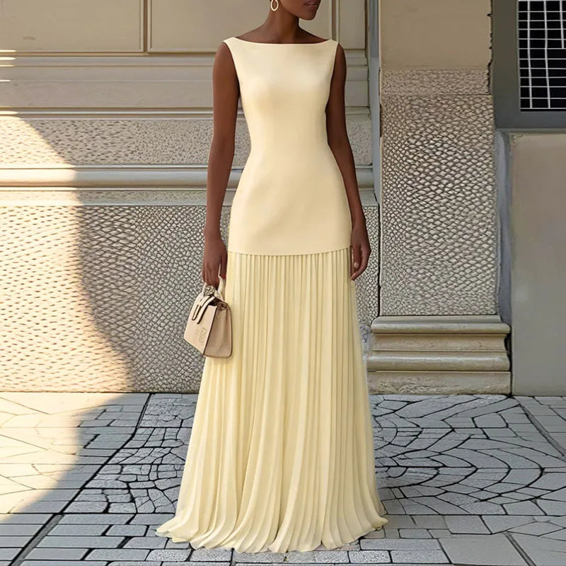 Slim O-Neck Floor-Length Two-Piece Party Set