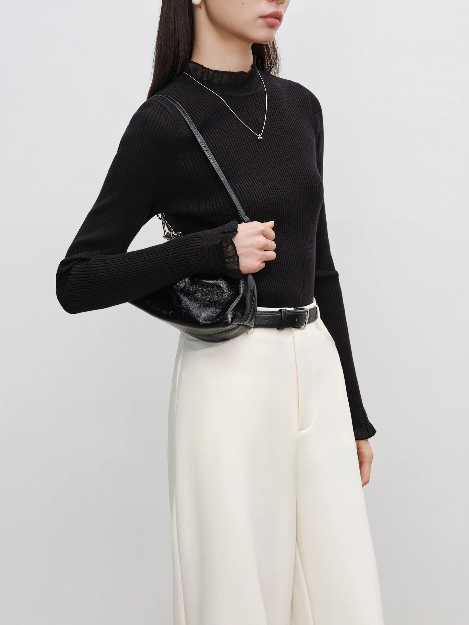 Elegant Slim Fit Mock Neck Office Sweater – Autumn/Winter Essential Knit