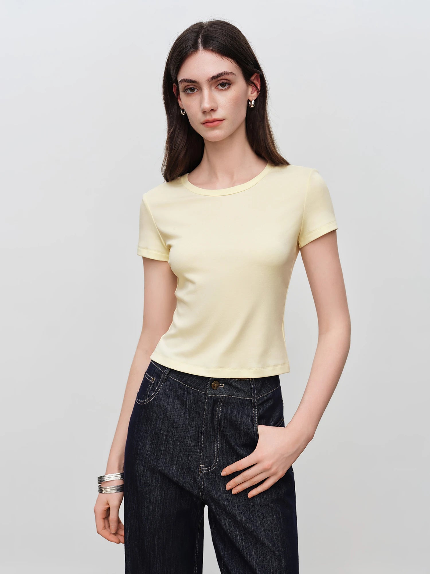 Classic Solid Color Short Sleeve Knit Top