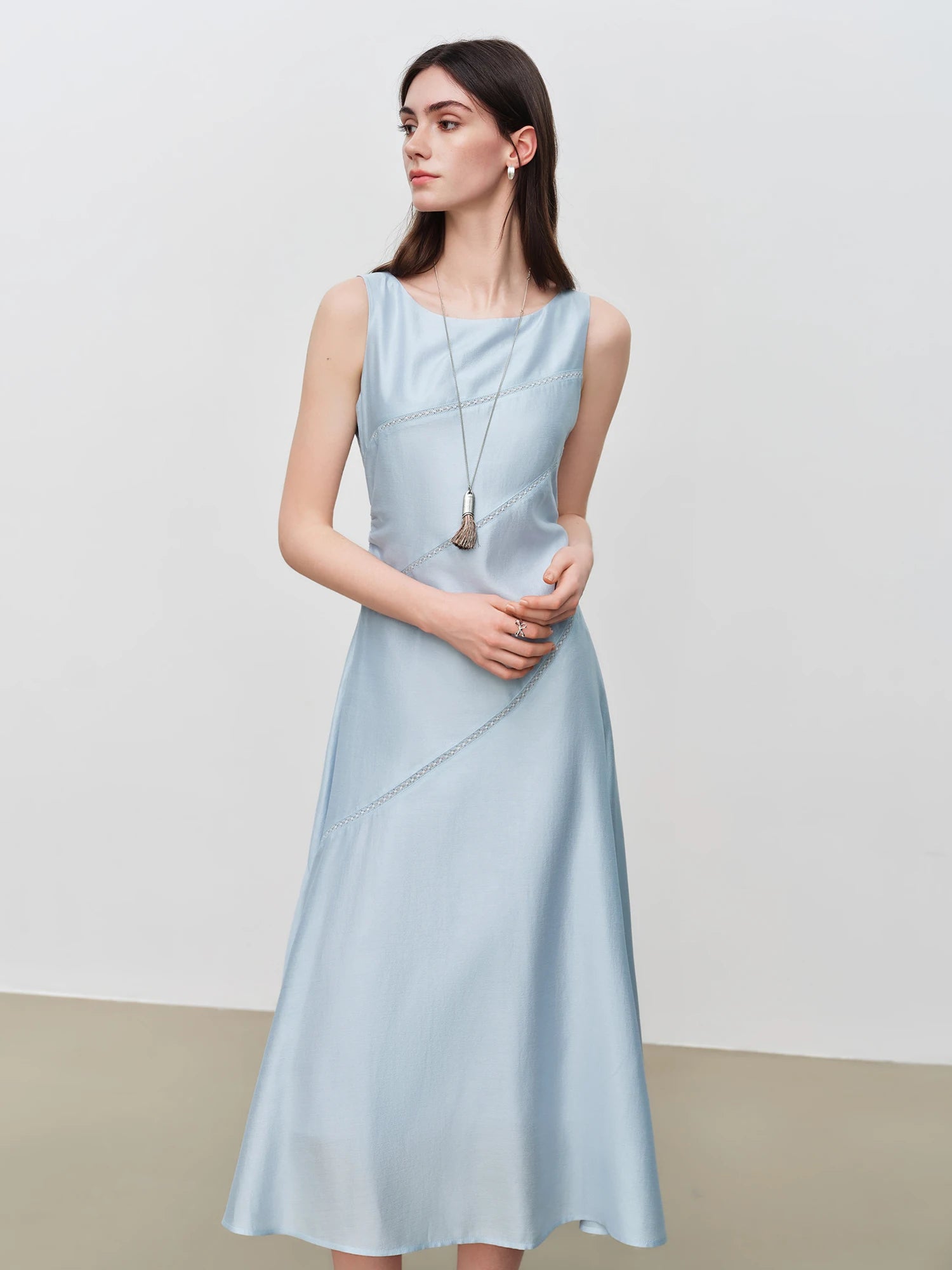 O-Neck Sleeveless A-Line Mid-Calf Classic Pullover Dress