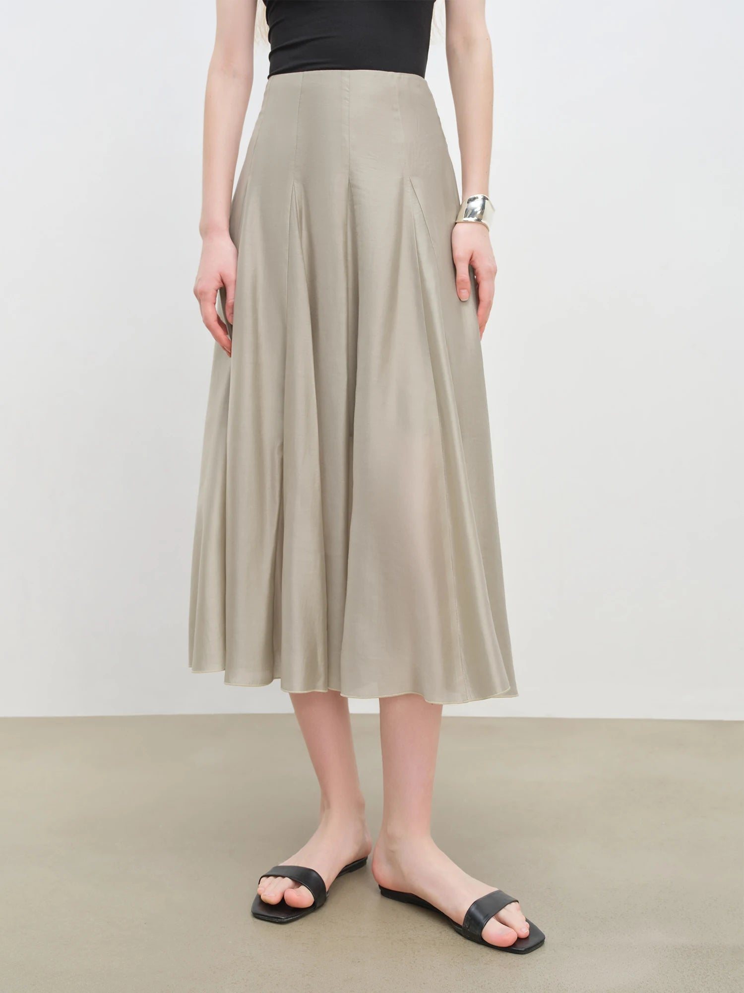 Empire Waist A-Line Mid-Calf Lyocell Blend Dress