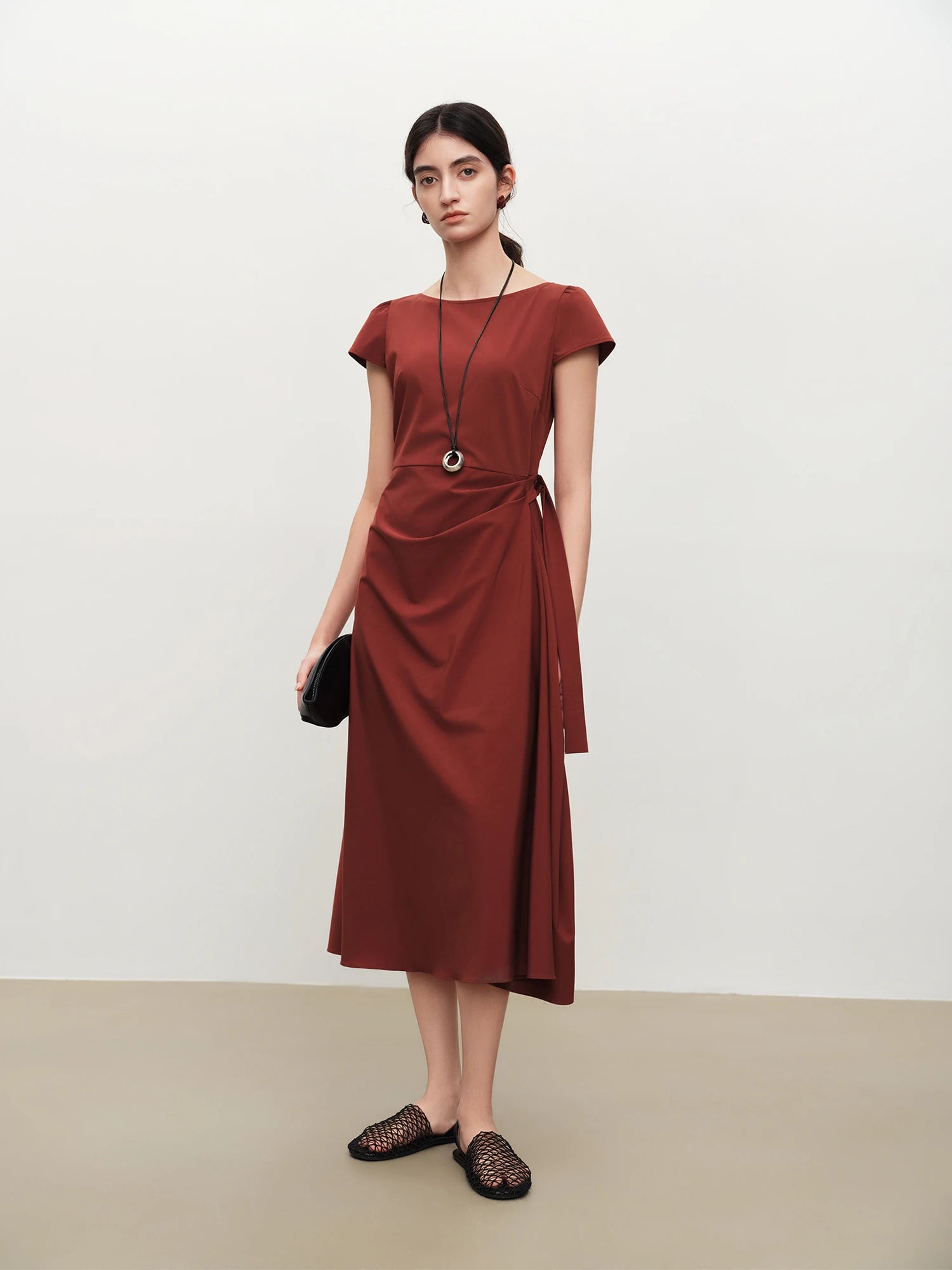 Sleeveless Empire Waist A-Line Mid-Calf Jersey Dress