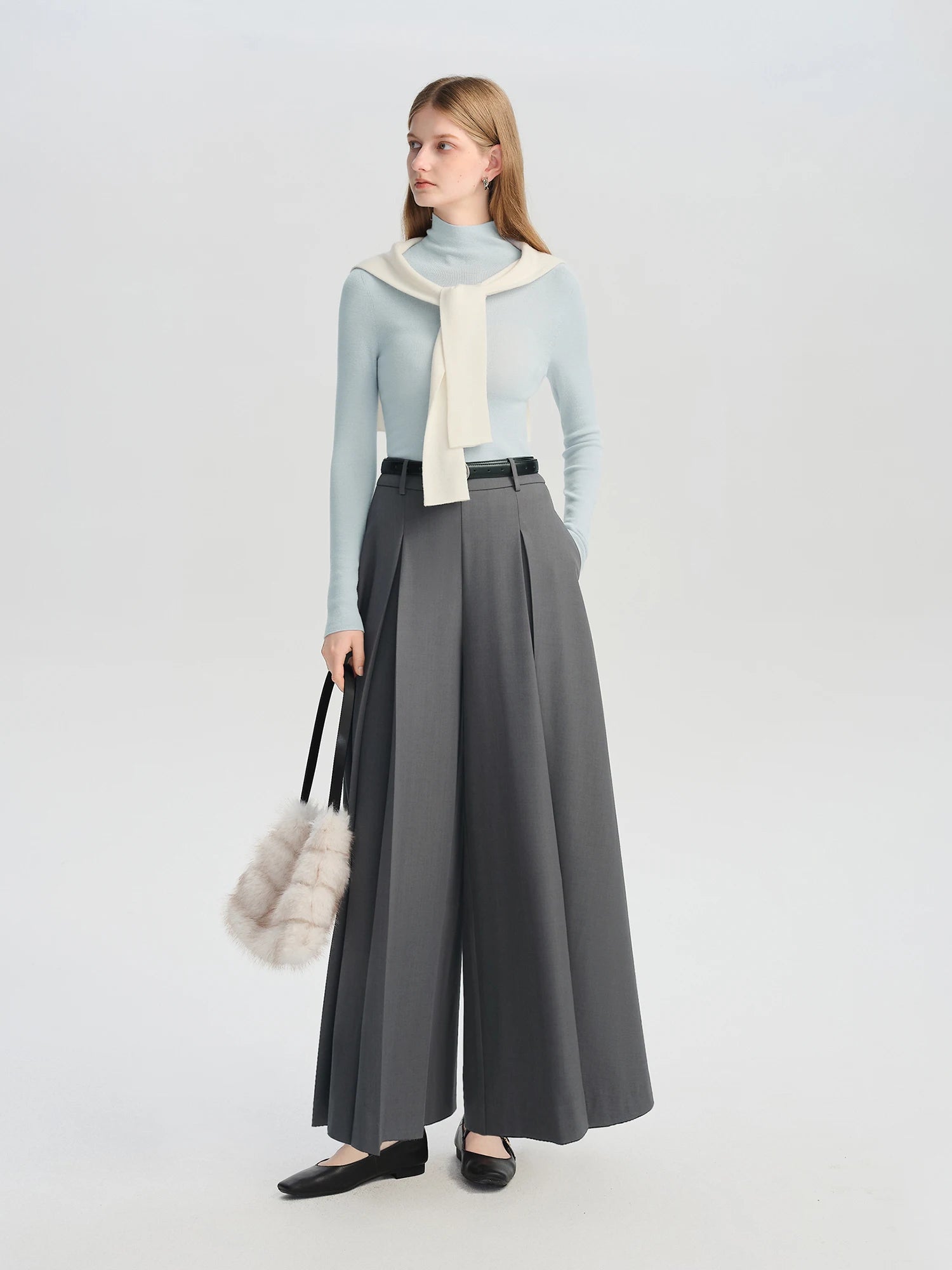 O-Neck Slim Fit 100% Sheep Wool Pullover Sweater Set