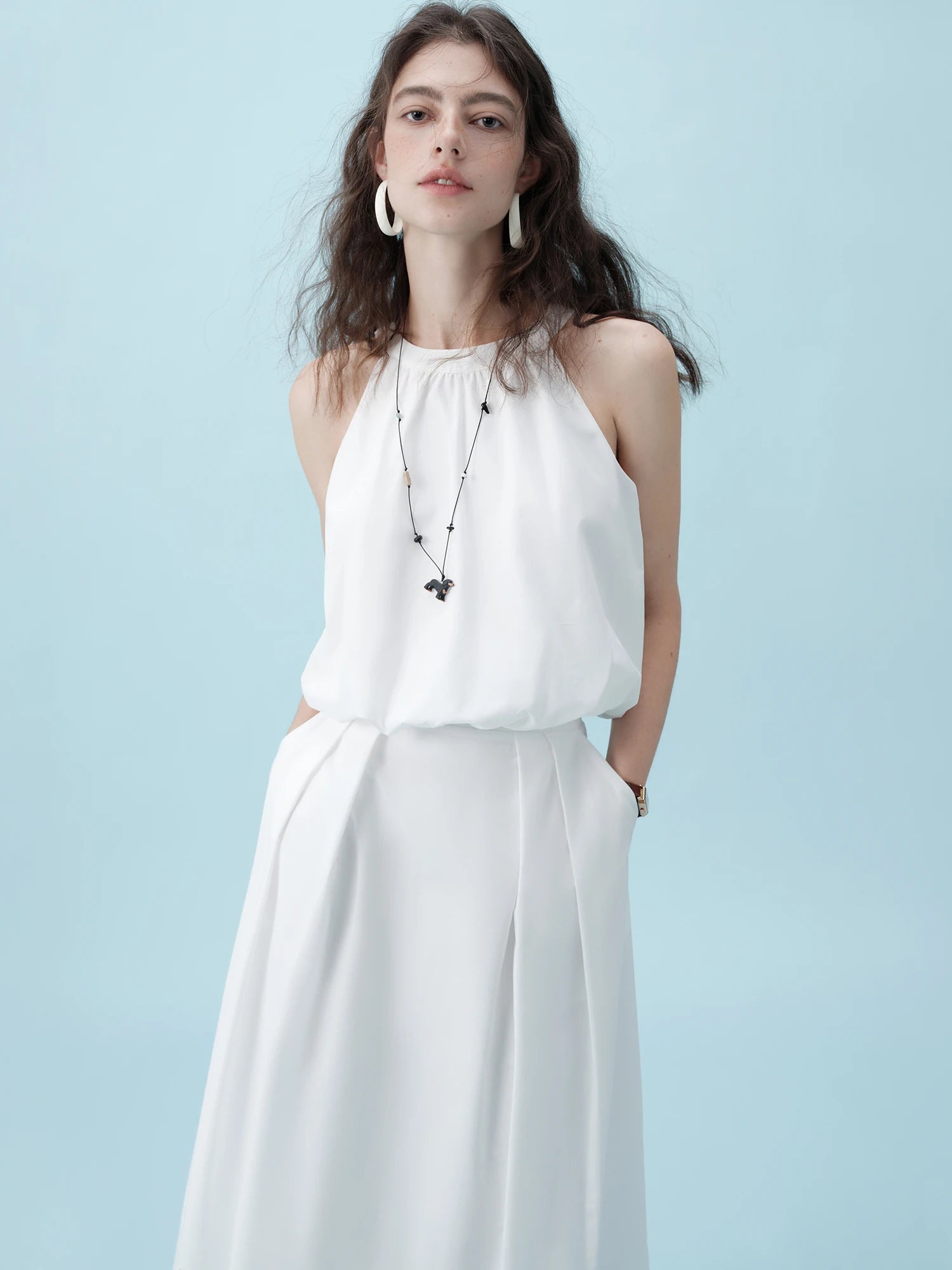 O-Neck Sleeveless Loose Ankle-Length Casual Two-Piece Set