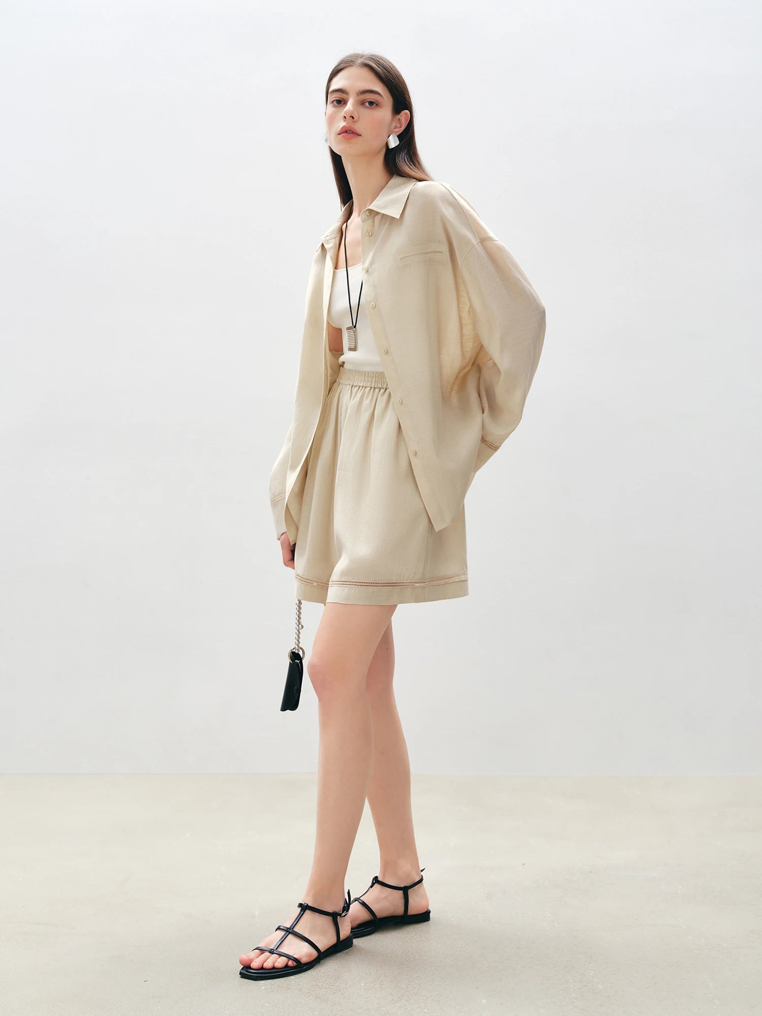 Elegant Loose-Fit Shirt and Shorts Set