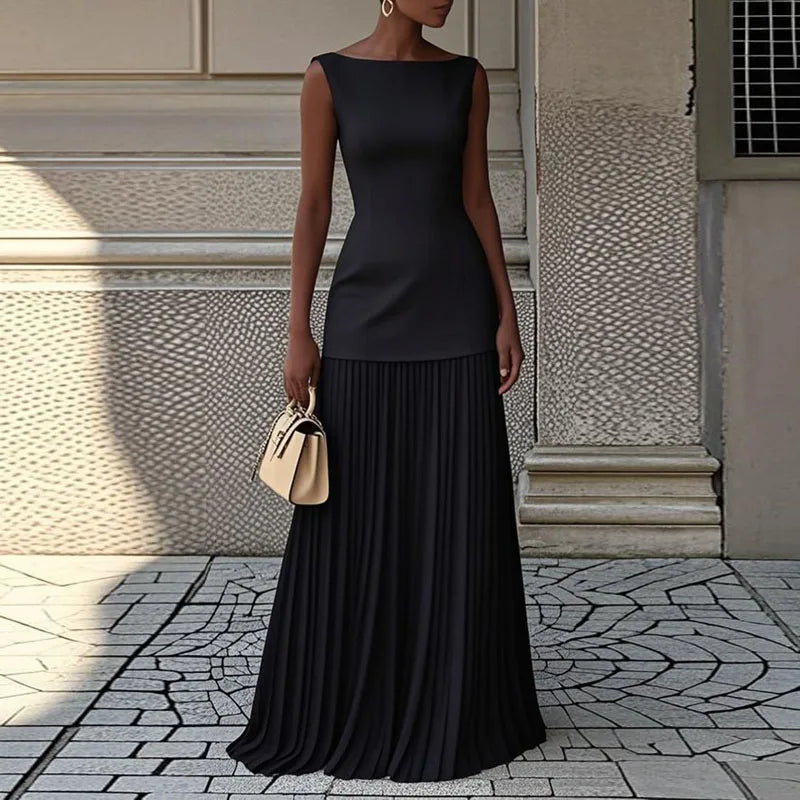 Slim O-Neck Floor-Length Two-Piece Party Set