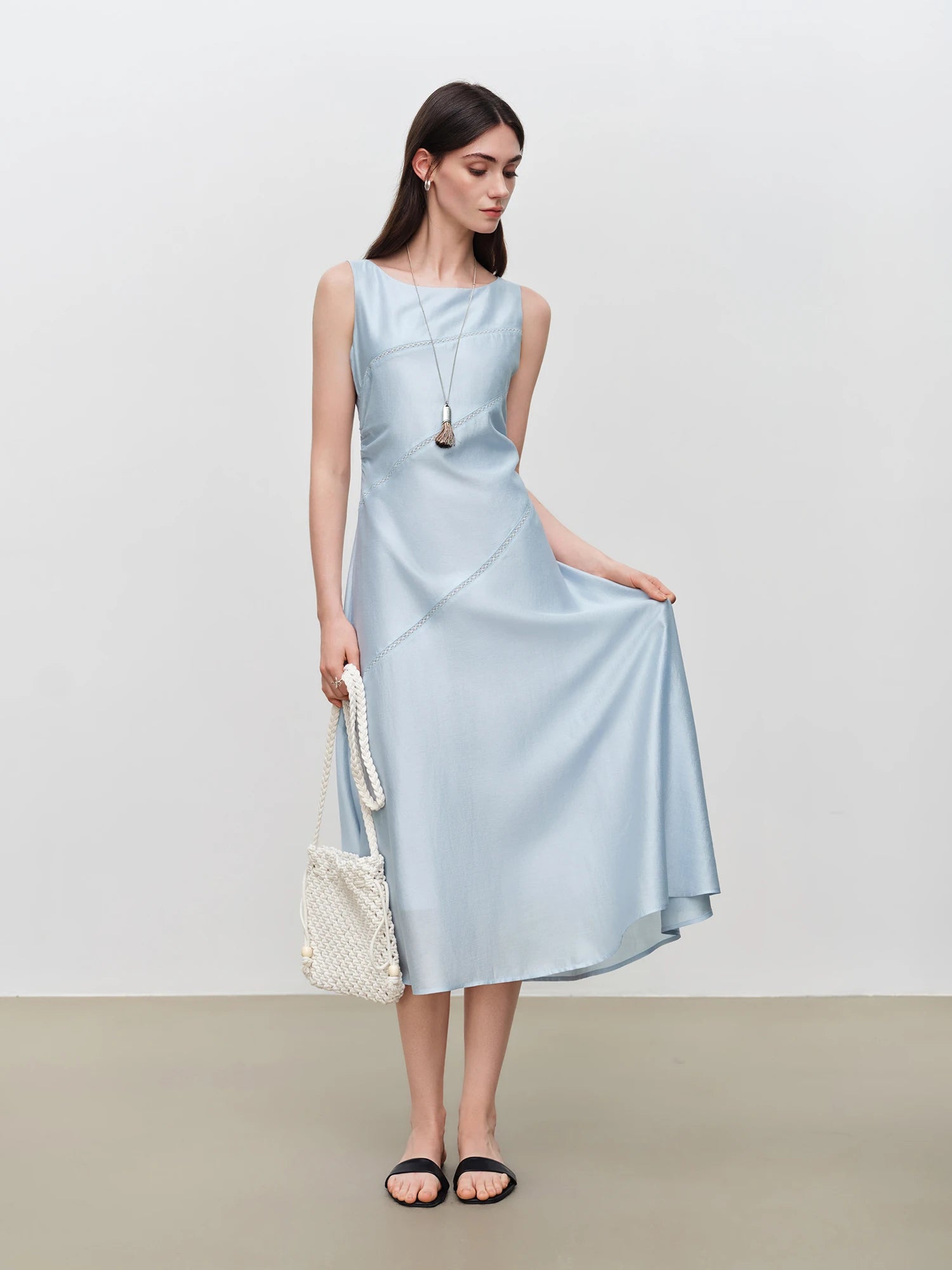 O-Neck Sleeveless A-Line Mid-Calf Classic Pullover Dress