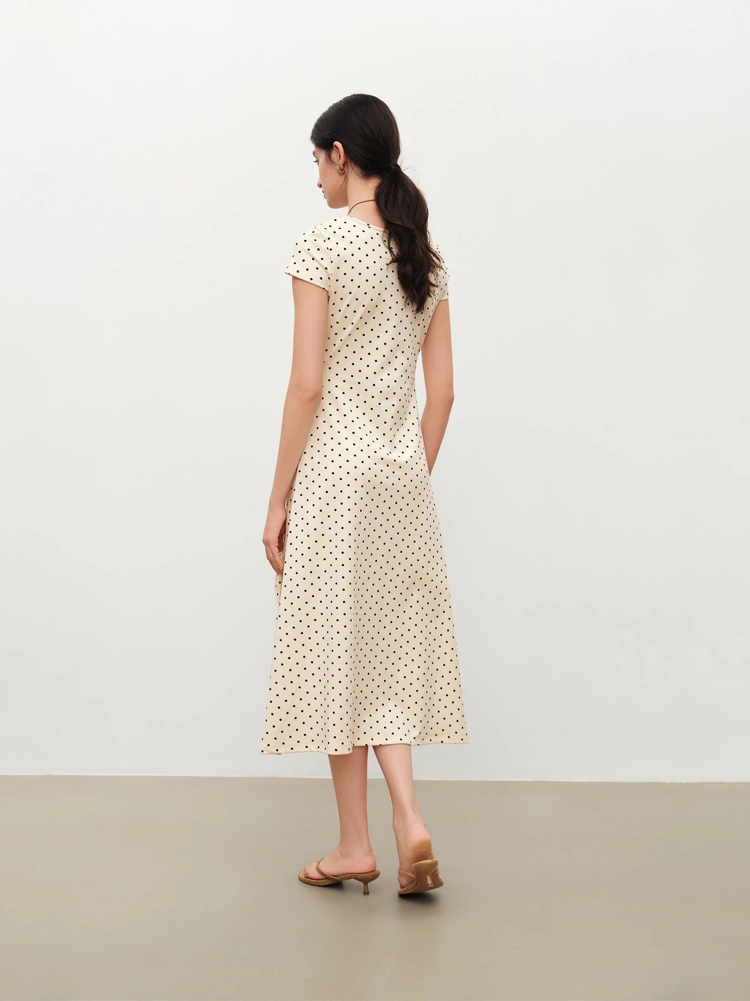 Polka Dot Straight Midi Dress