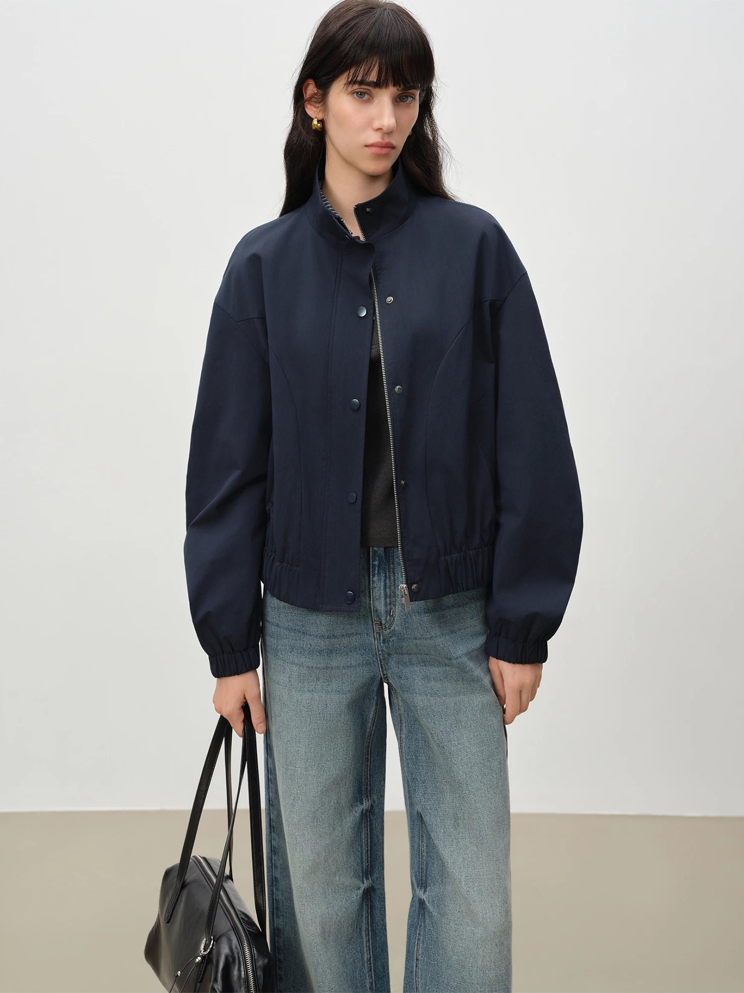 Modern Stand Collar Cotton Blend Jacket