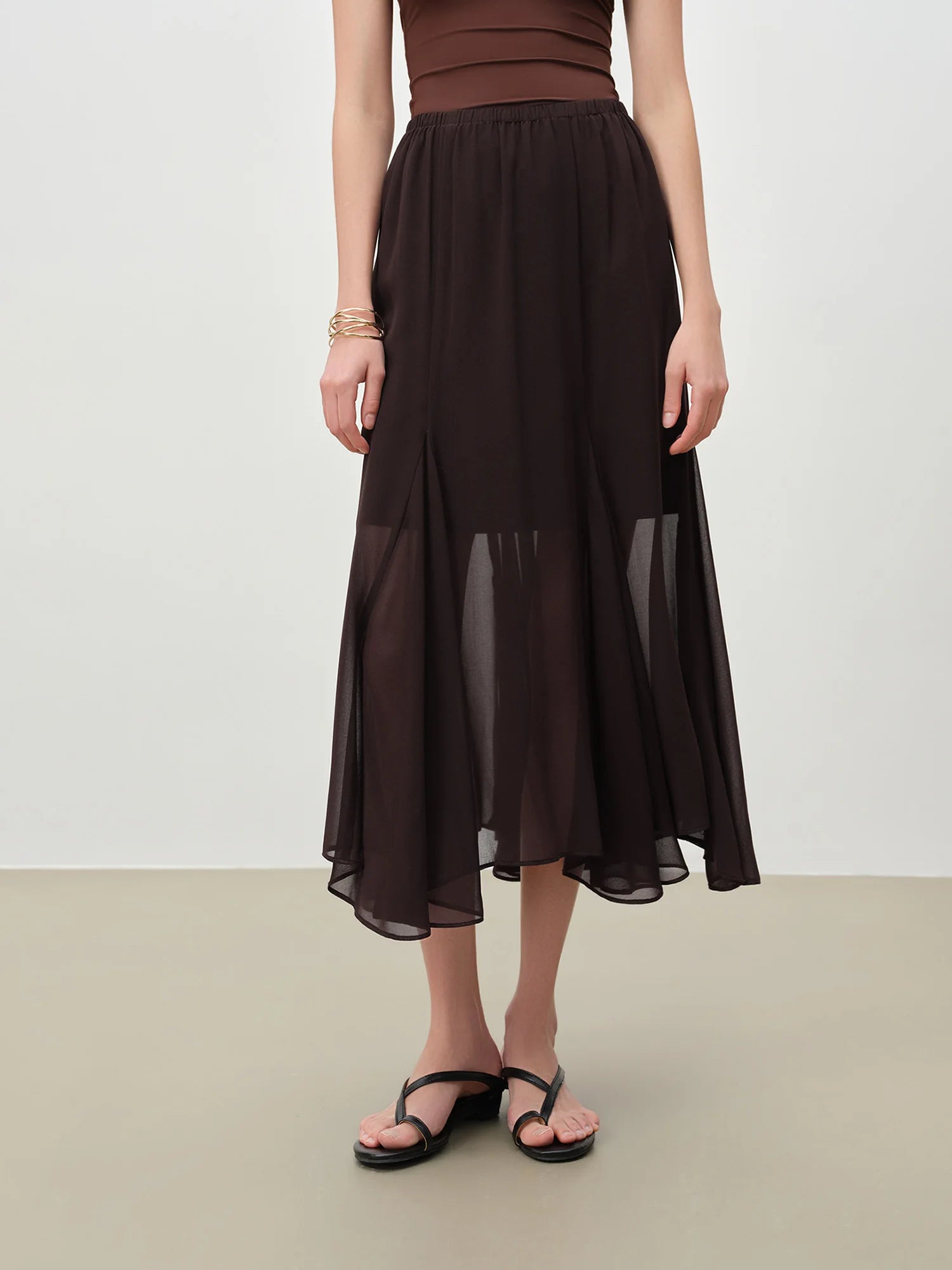 Mid-Calf A-Line Office Casual Skirt