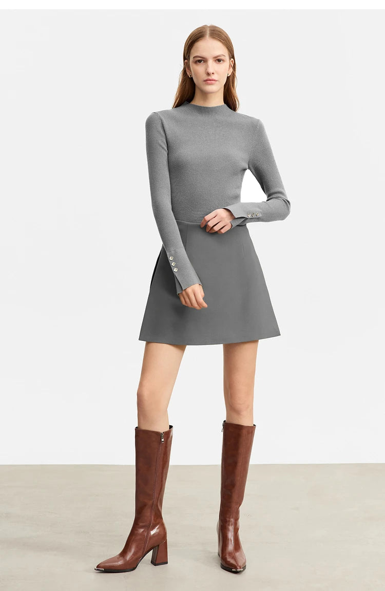 High-Waist Skirt-Style Shorts with Layered Design