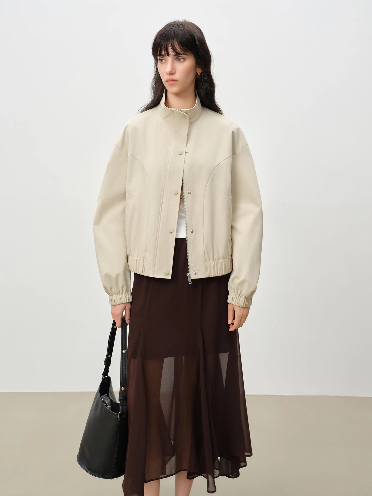 Modern Stand Collar Cotton Blend Jacket