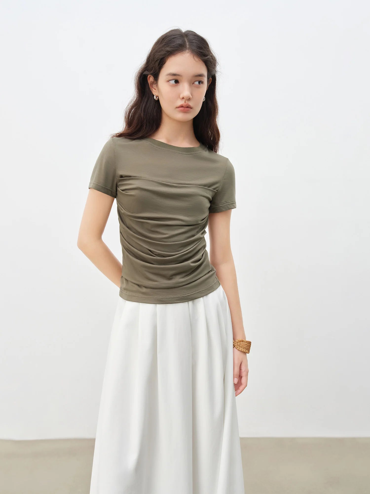 Lyocell Short Sleeve Basic Tee – Women’s Casual Office Top