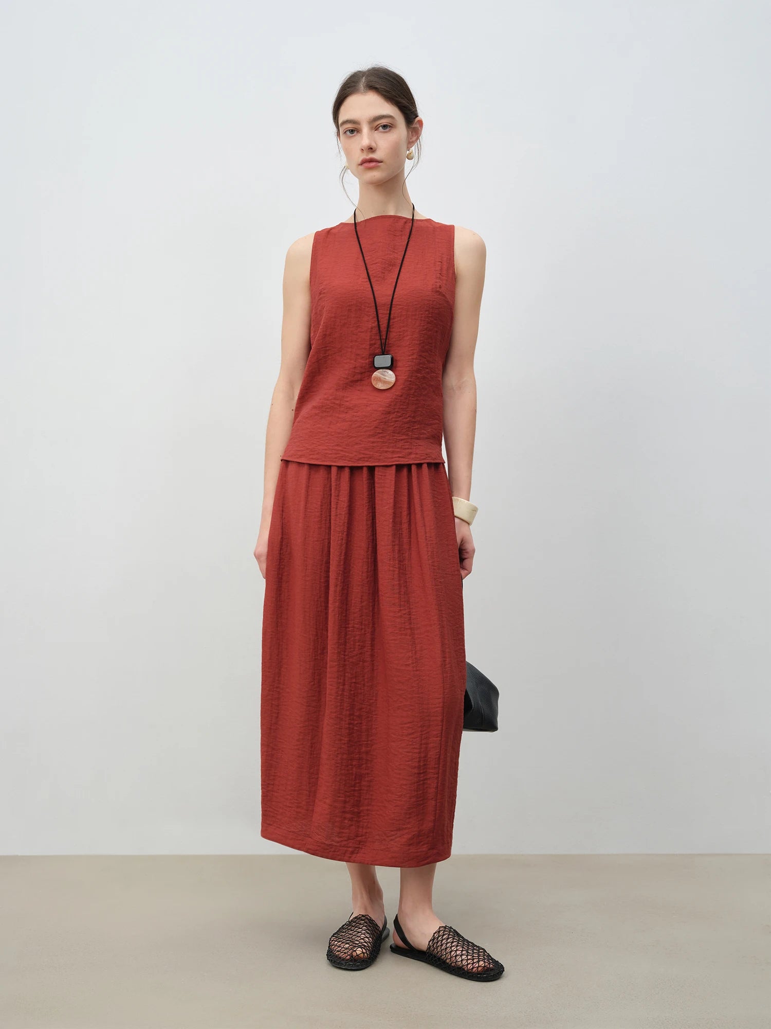 O-Neck Sleeveless A-Line Mid-Calf Casual Summer Set