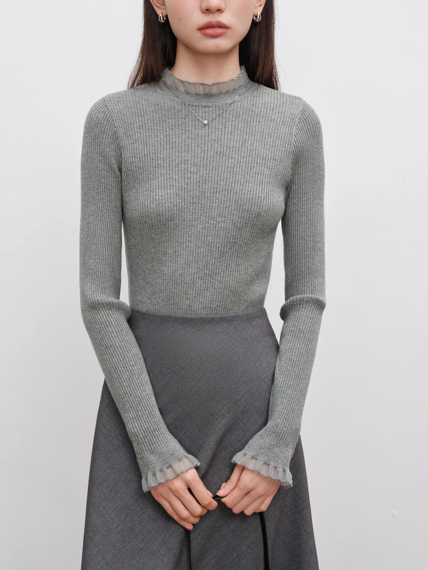 Elegant Slim Fit Mock Neck Office Sweater – Autumn/Winter Essential Knit